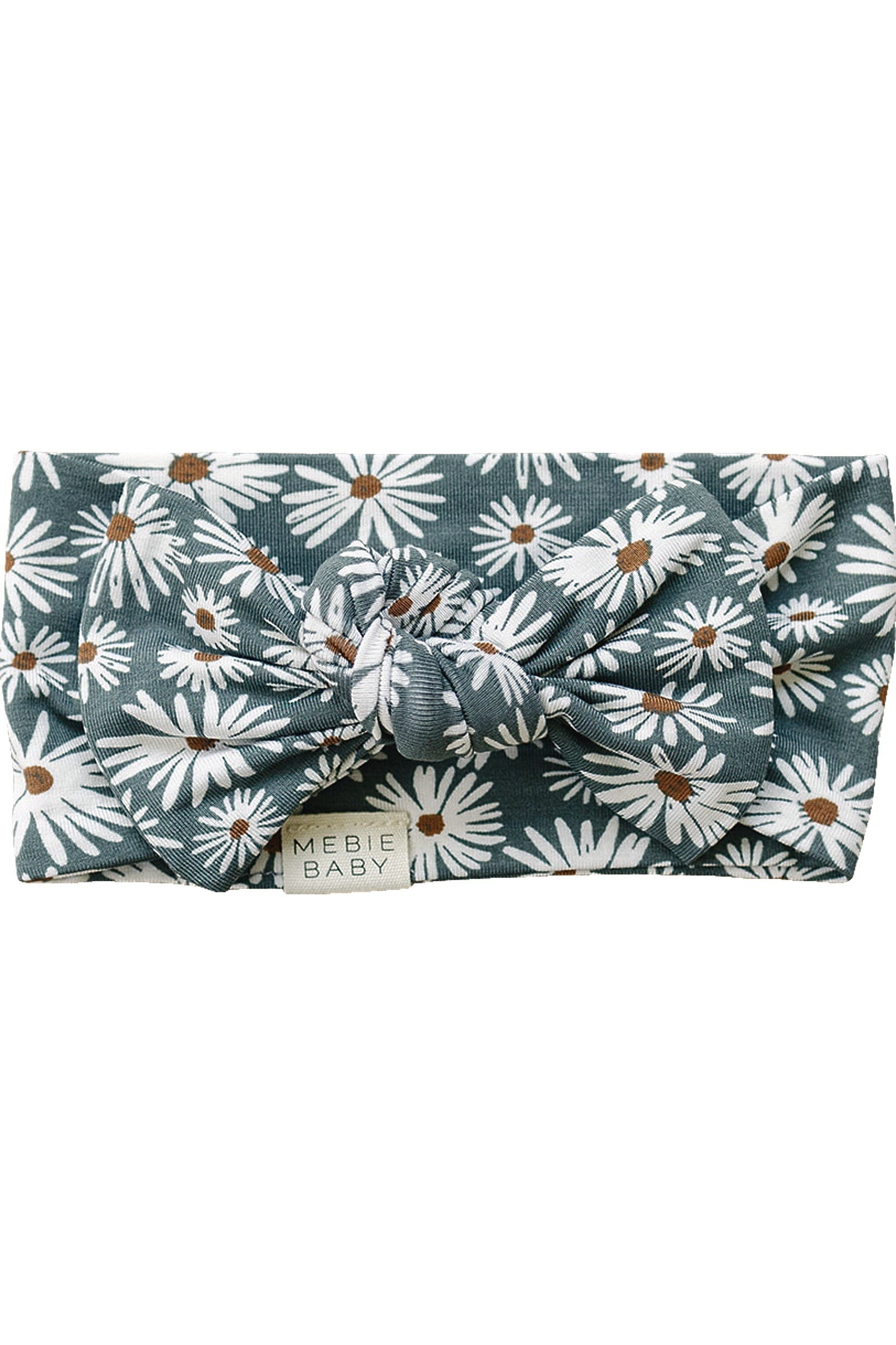 Baby Girl Dark Green Daisy Head Wrap, Bamboo, Baby