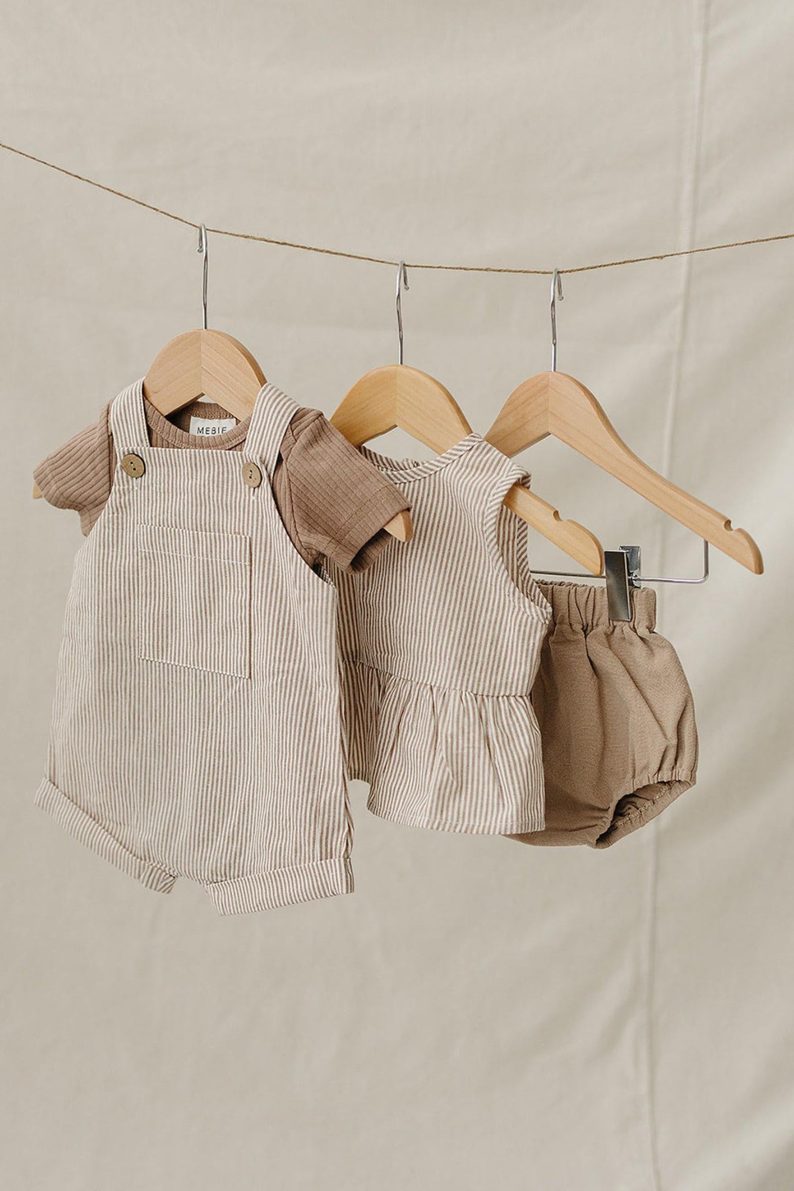 Tan Ribbed Cotton Bodysuit for Babies