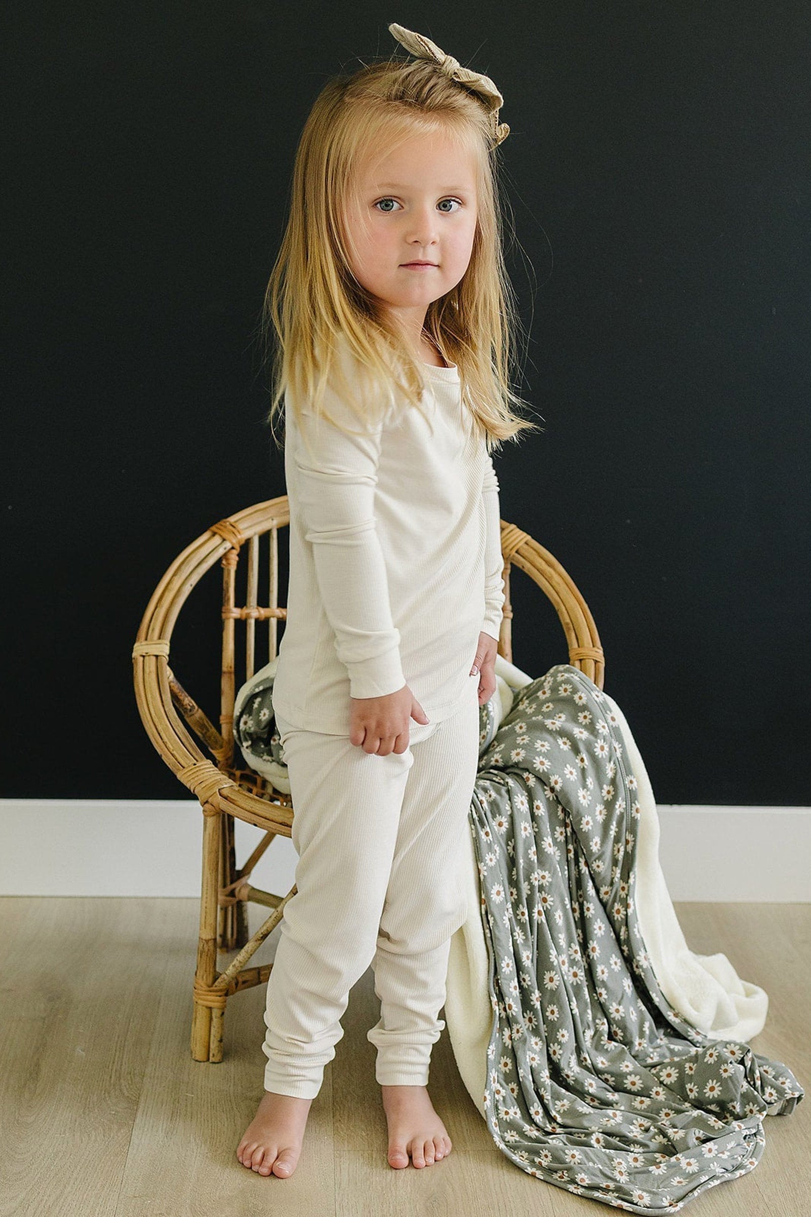 Cream Ribbed Cozy Pajama Set, Bamboo, Baby Essentials