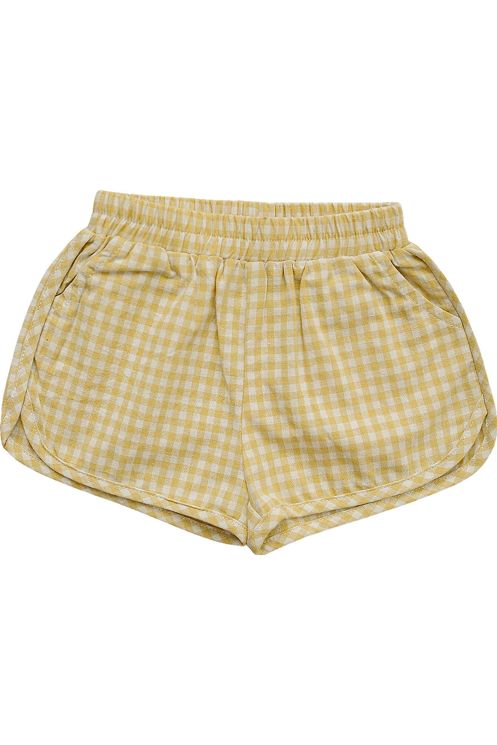 Cotton Yellow Gingham Shorts for Girls, Baby & Toddler
