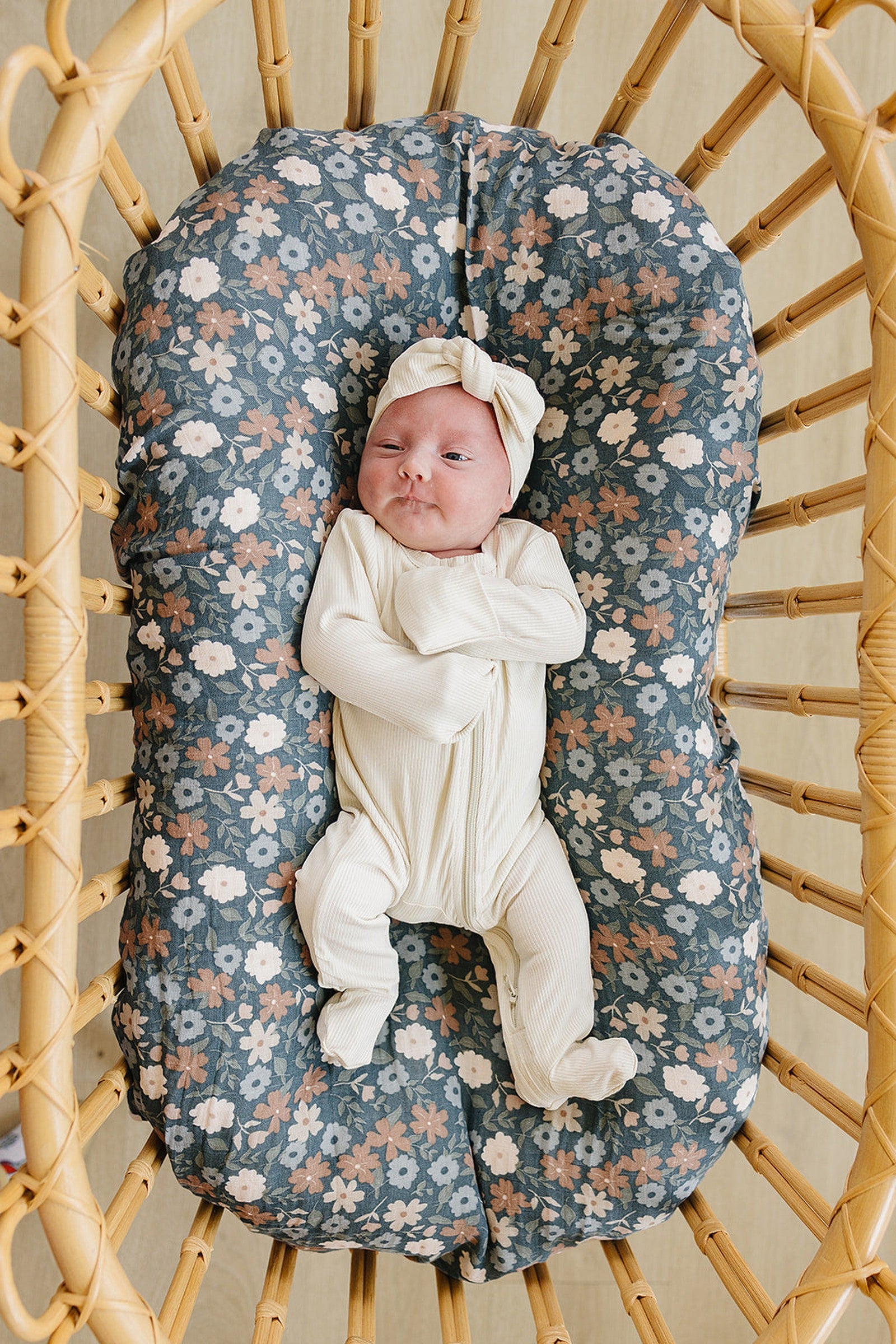 Cream Ribbed Zipper Pajama, Bamboo, Preemie, Baby Essentials