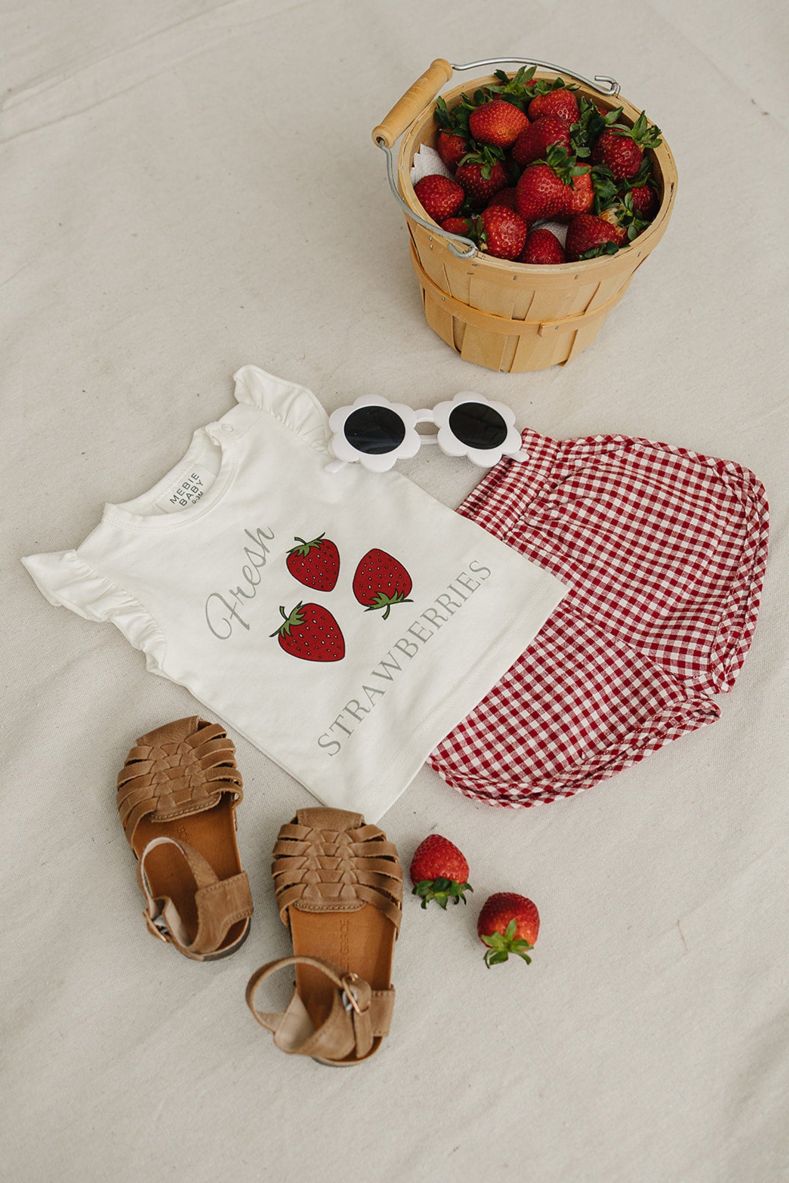 Cotton Strawberry Ruffle T-Shirt for Girls, Baby - Kids