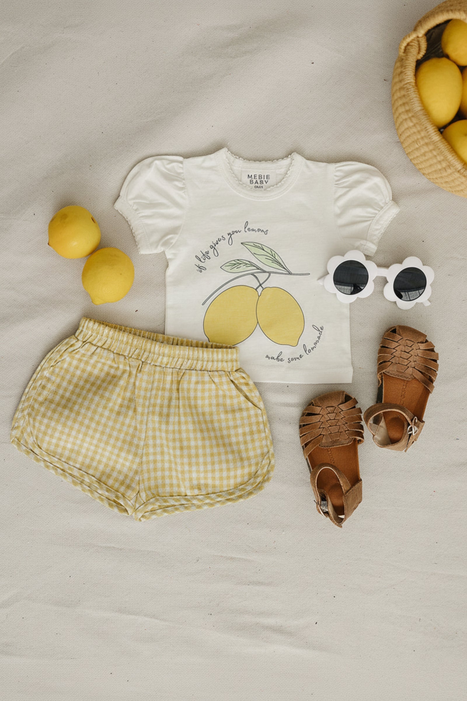 Cotton Lemon T-Shirt for Girls, White, Baby - Kids