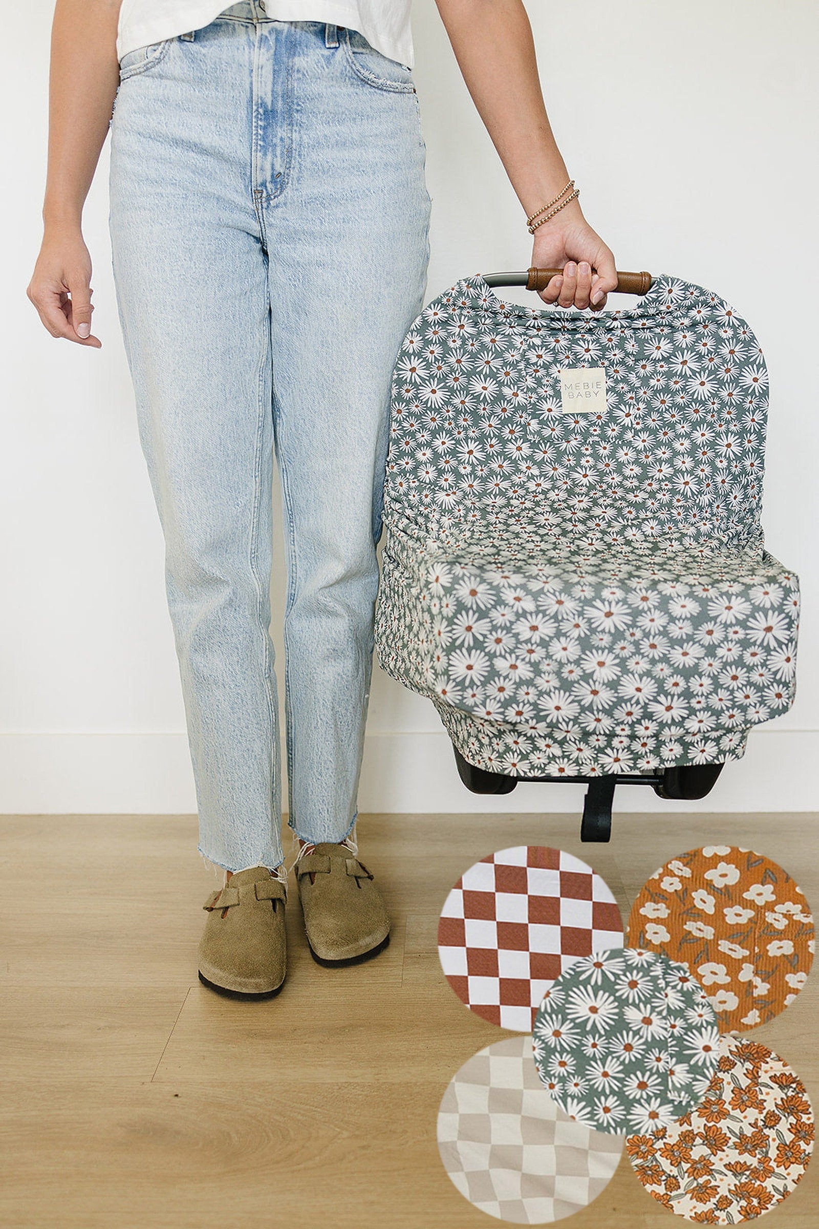 Taupe Checkered Multi-Use, Bamboo, Car Seat & Nursing Cover, Gender Neutral, Baby