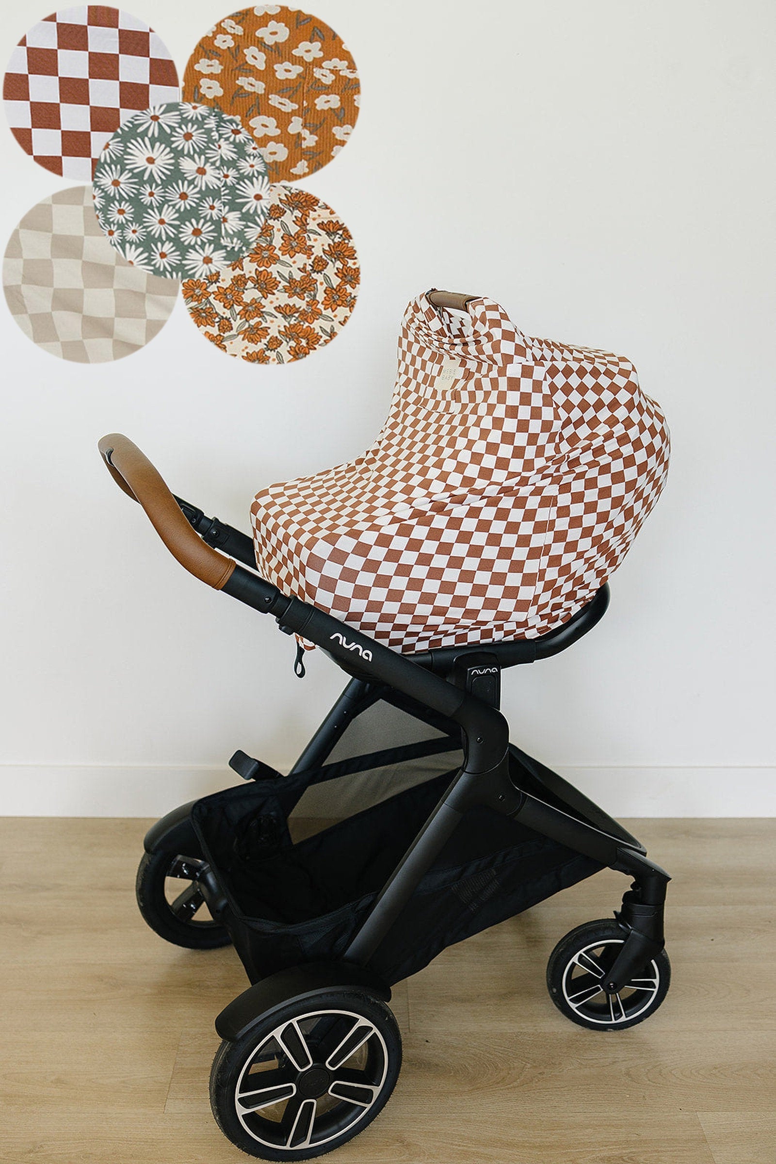 Taupe Checkered Multi-Use, Bamboo, Car Seat & Nursing Cover, Gender Neutral, Baby