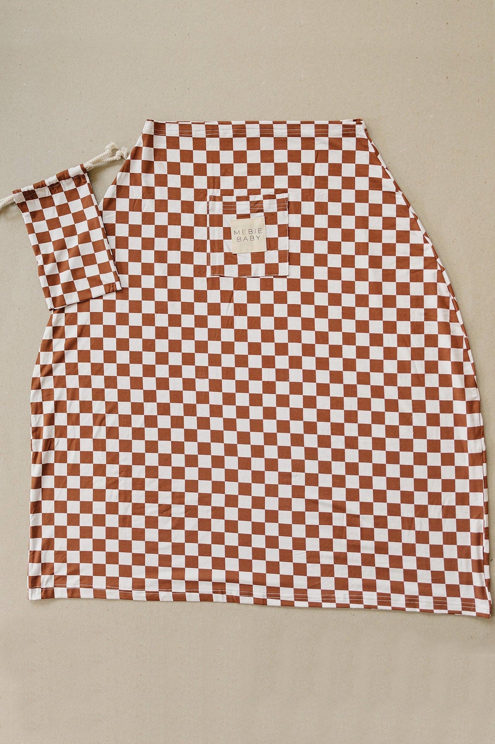 Rust Checkered Multi-Use, Bamboo, Car Seat & Nursing Cover, Gender Neutral, Baby