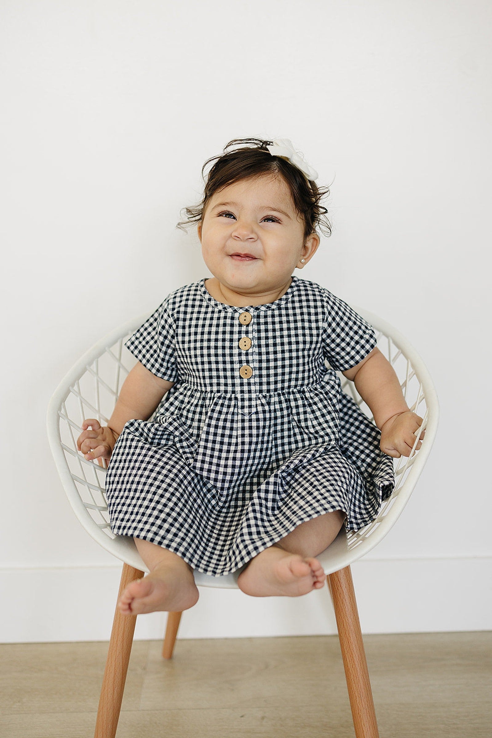 Navy Gingham Cotton Dress, 100% Cotton, Baby, Toddler & Kids