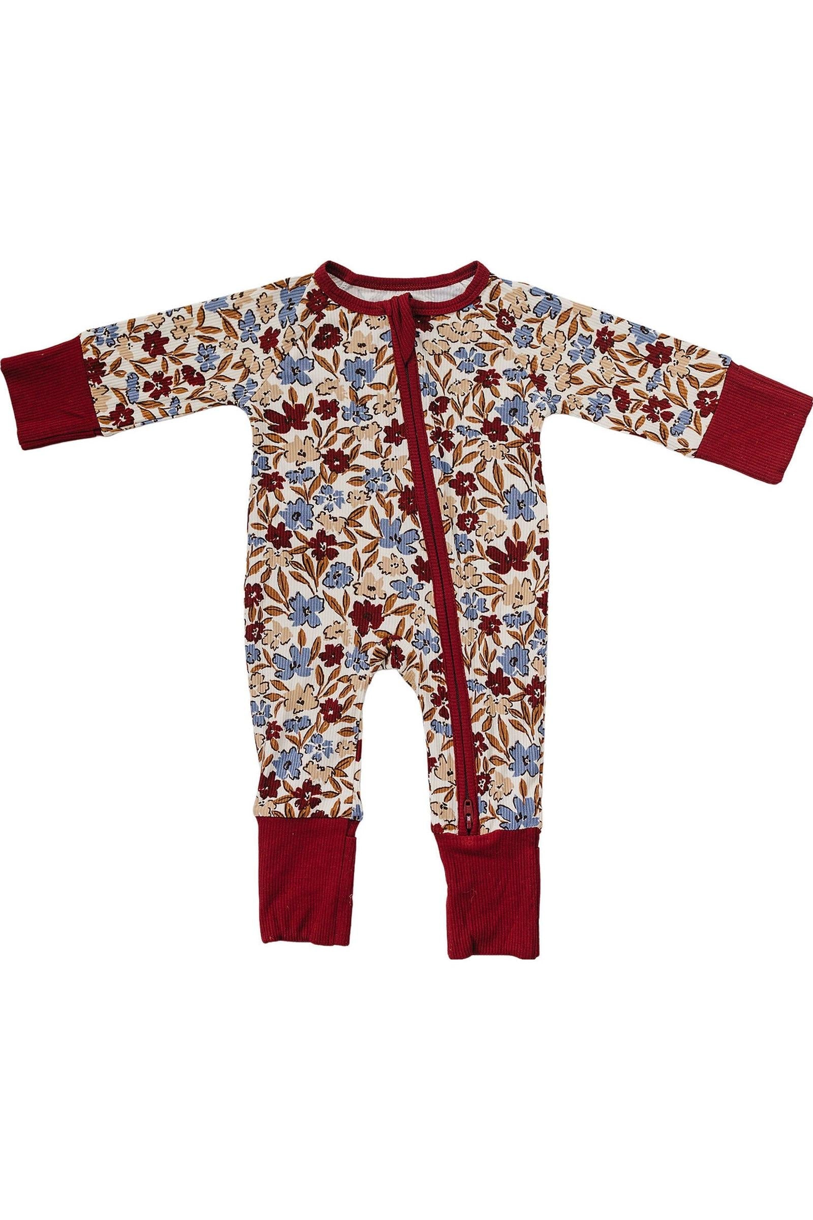 Desert Floral Ribbed Bamboo Zipper Pajama for Baby Girls