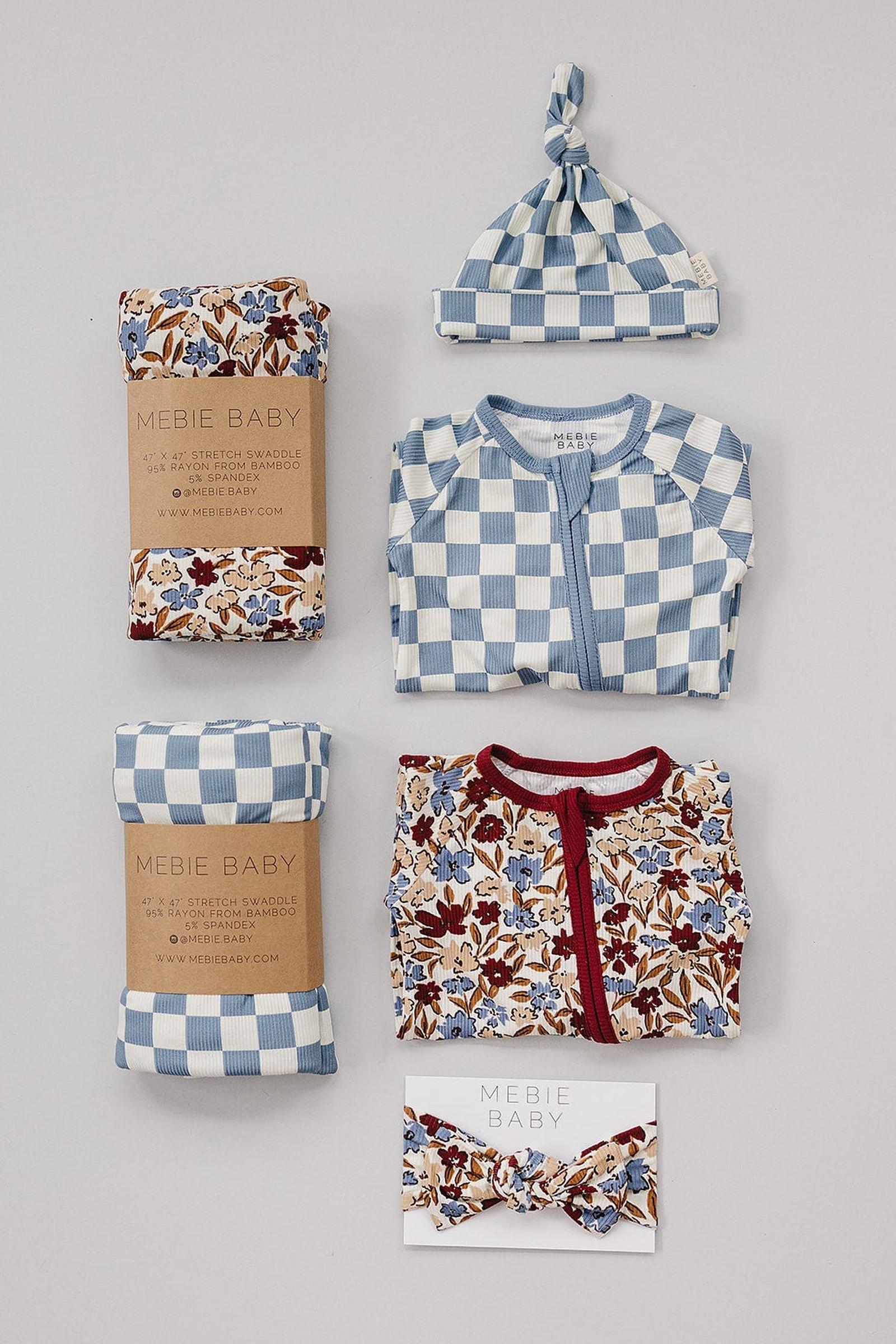 Blue Checkered Bamboo Zipper Pajama for Babies