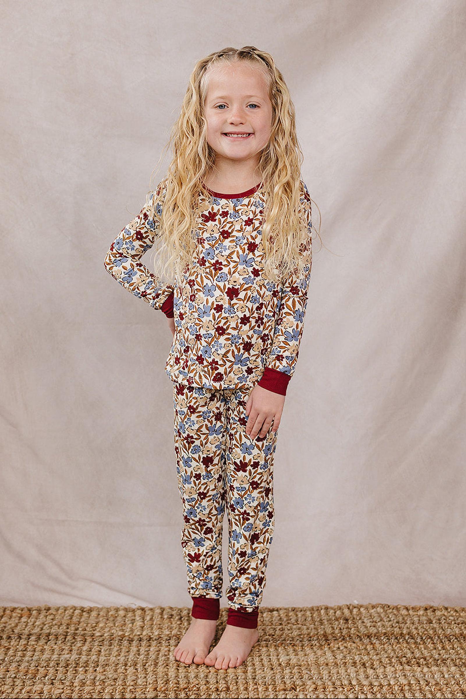 Desert Floral Ribbed Bamboo Cozy Pajama Set, Toddler & Kids