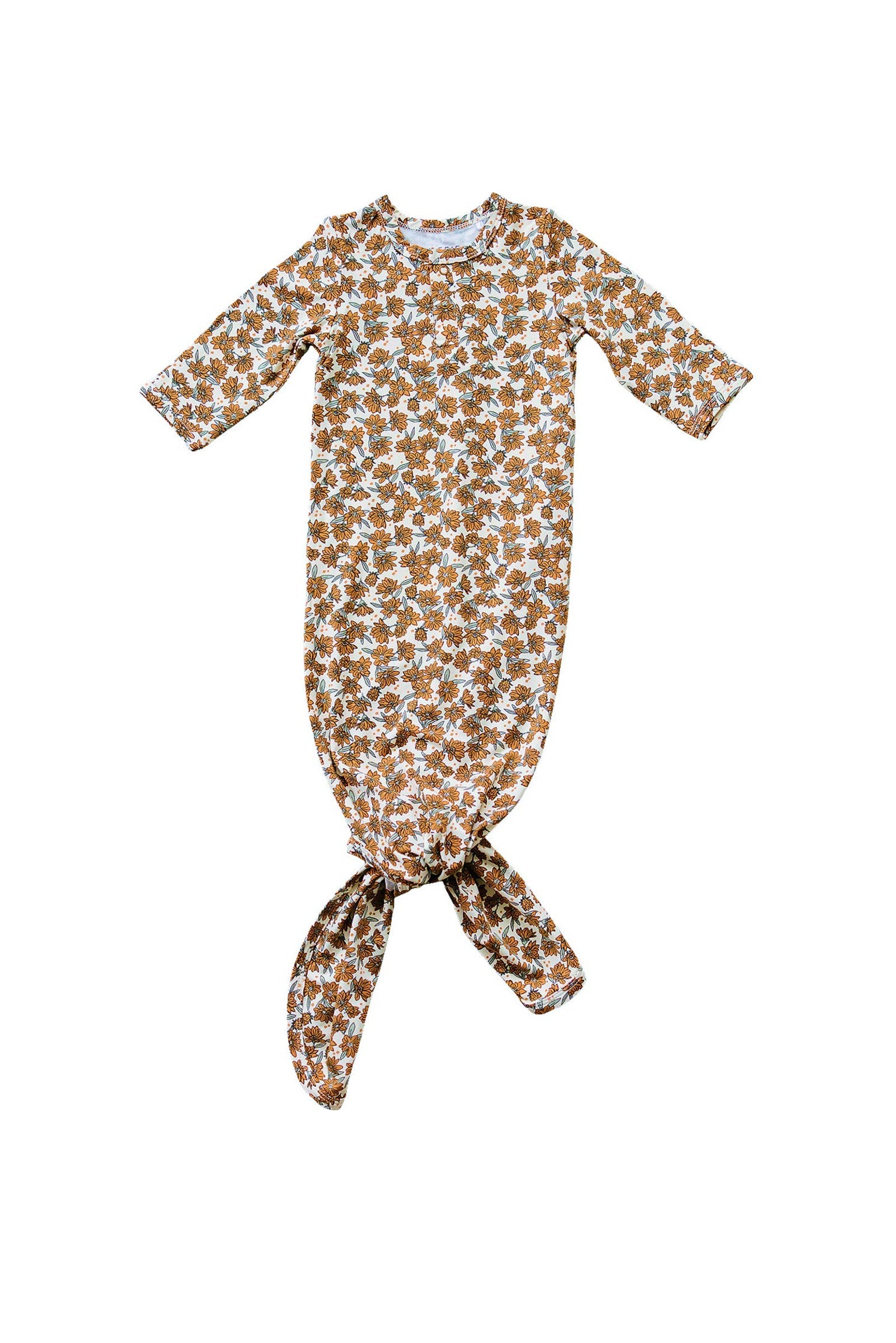 Cream Magnolia Baby Knot Gown, Bamboo, Baby Essentials