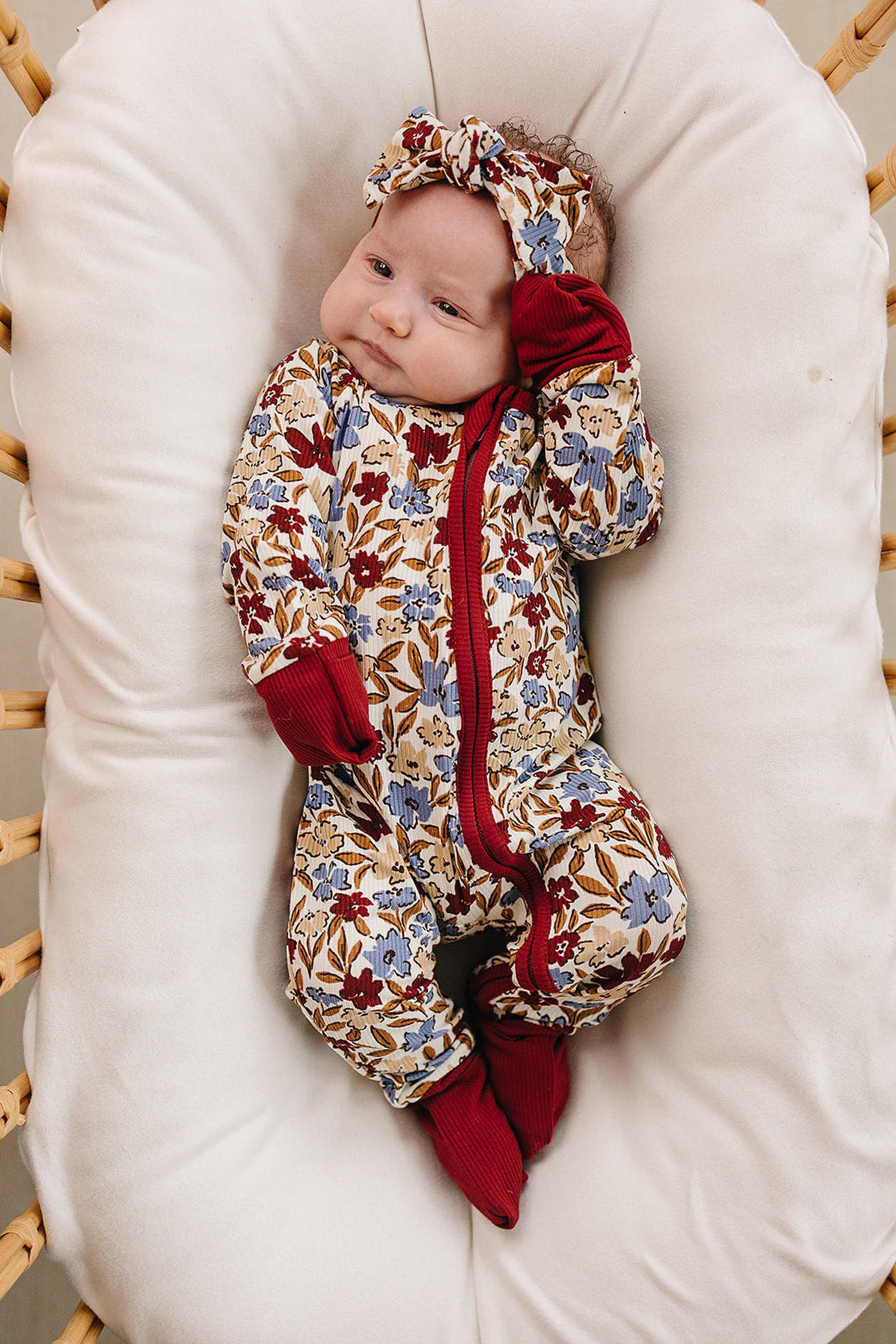 Desert Floral Ribbed Bamboo Zipper Pajama for Baby Girls