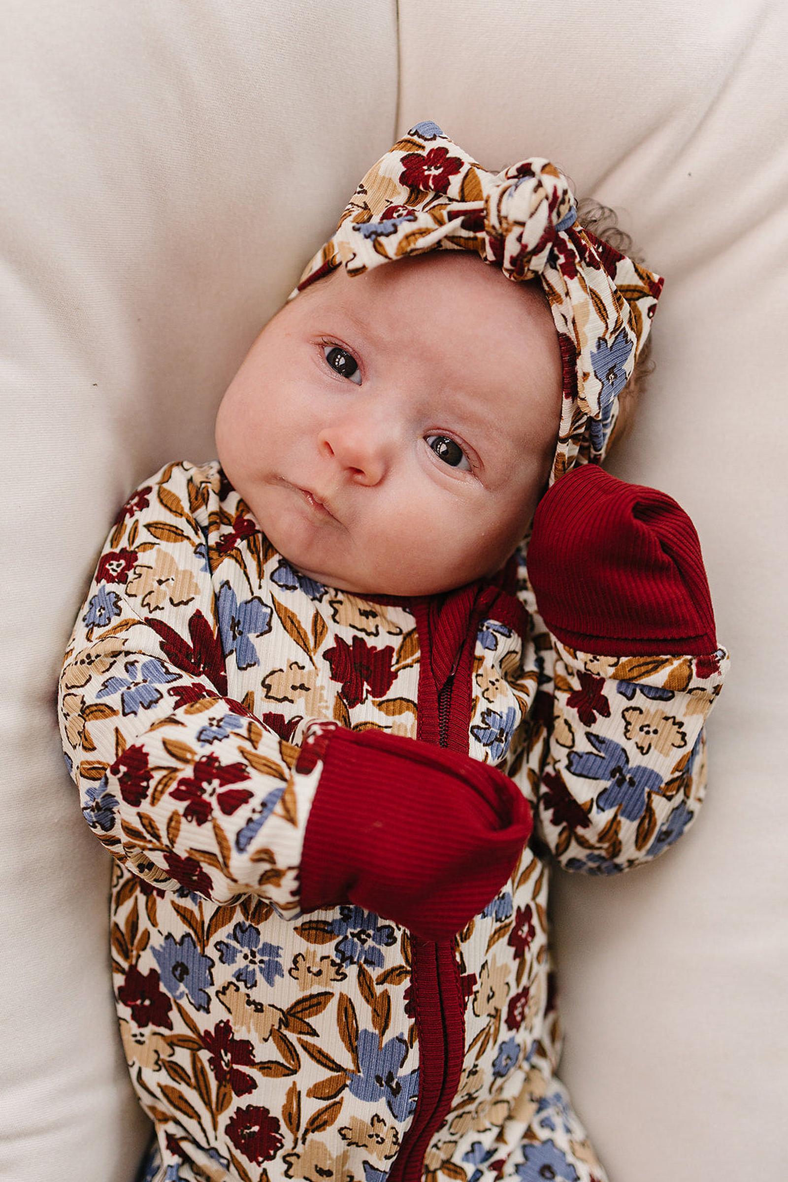 Desert Floral Ribbed Bamboo Zipper Pajama for Baby Girls