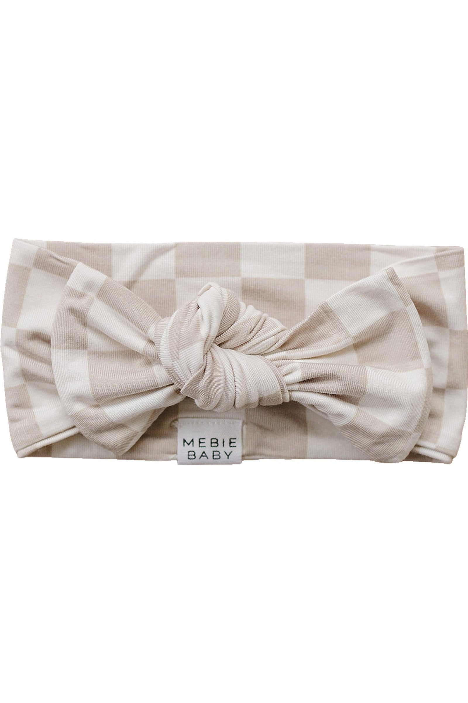 Taupe Checkered Head Wrap, Bamboo, Baby