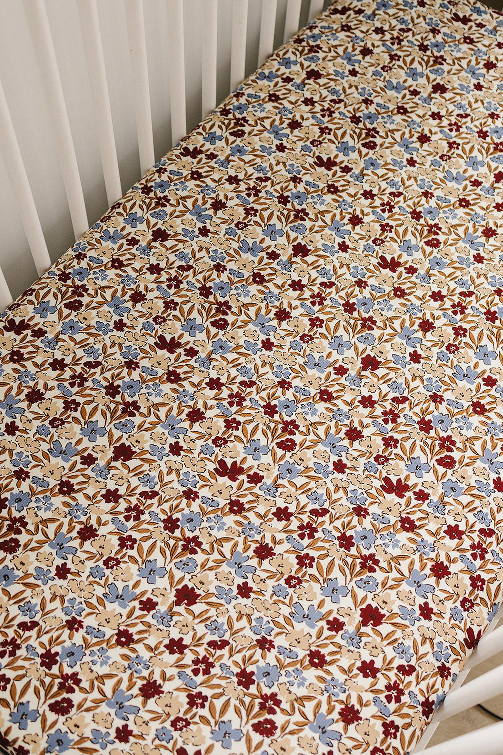 Desert Floral Ribbed Bamboo Stretch Crib Sheet