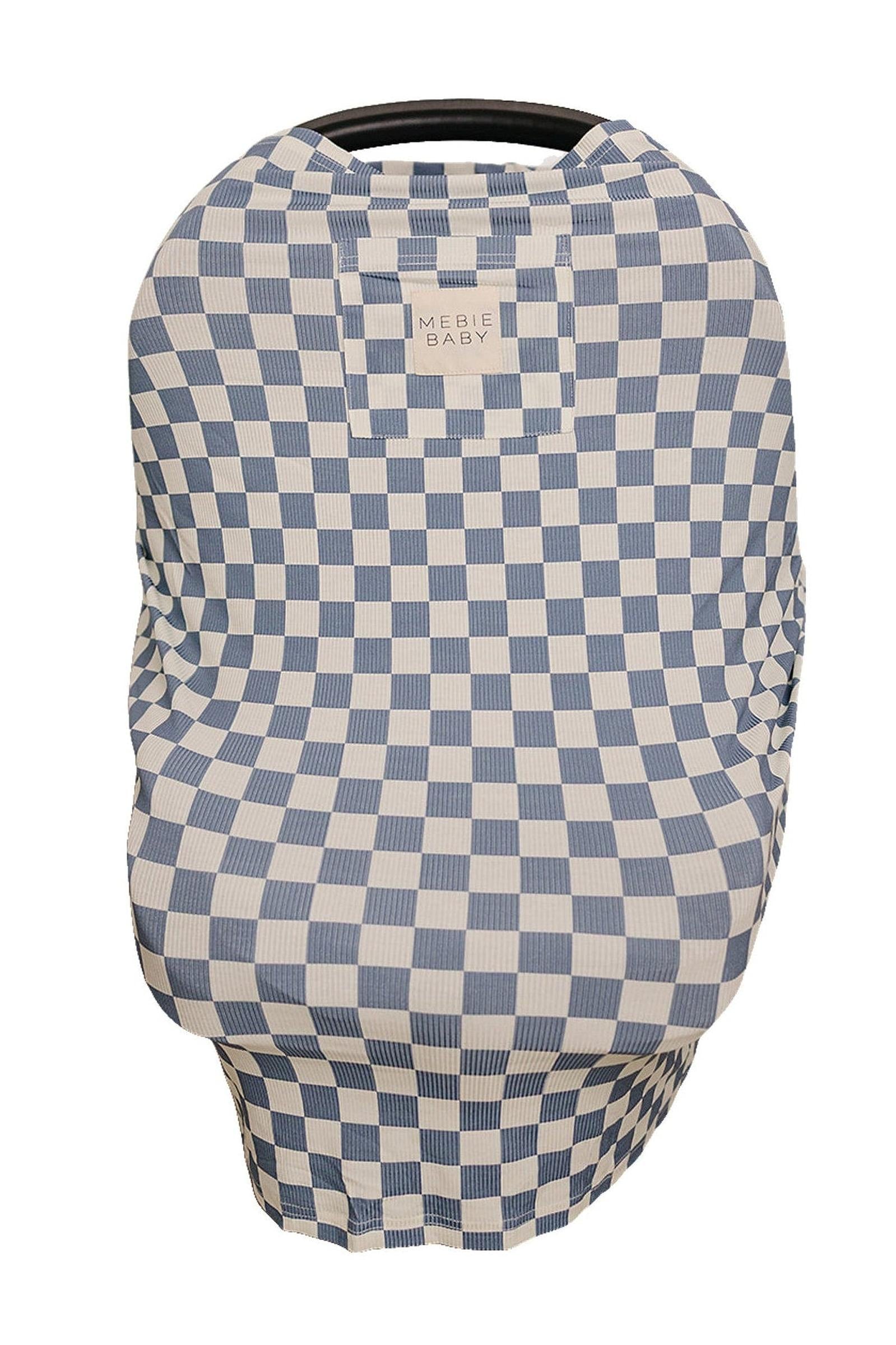 Blue Checkered Ribbed Bamboo Multi-Use Cover for Babies