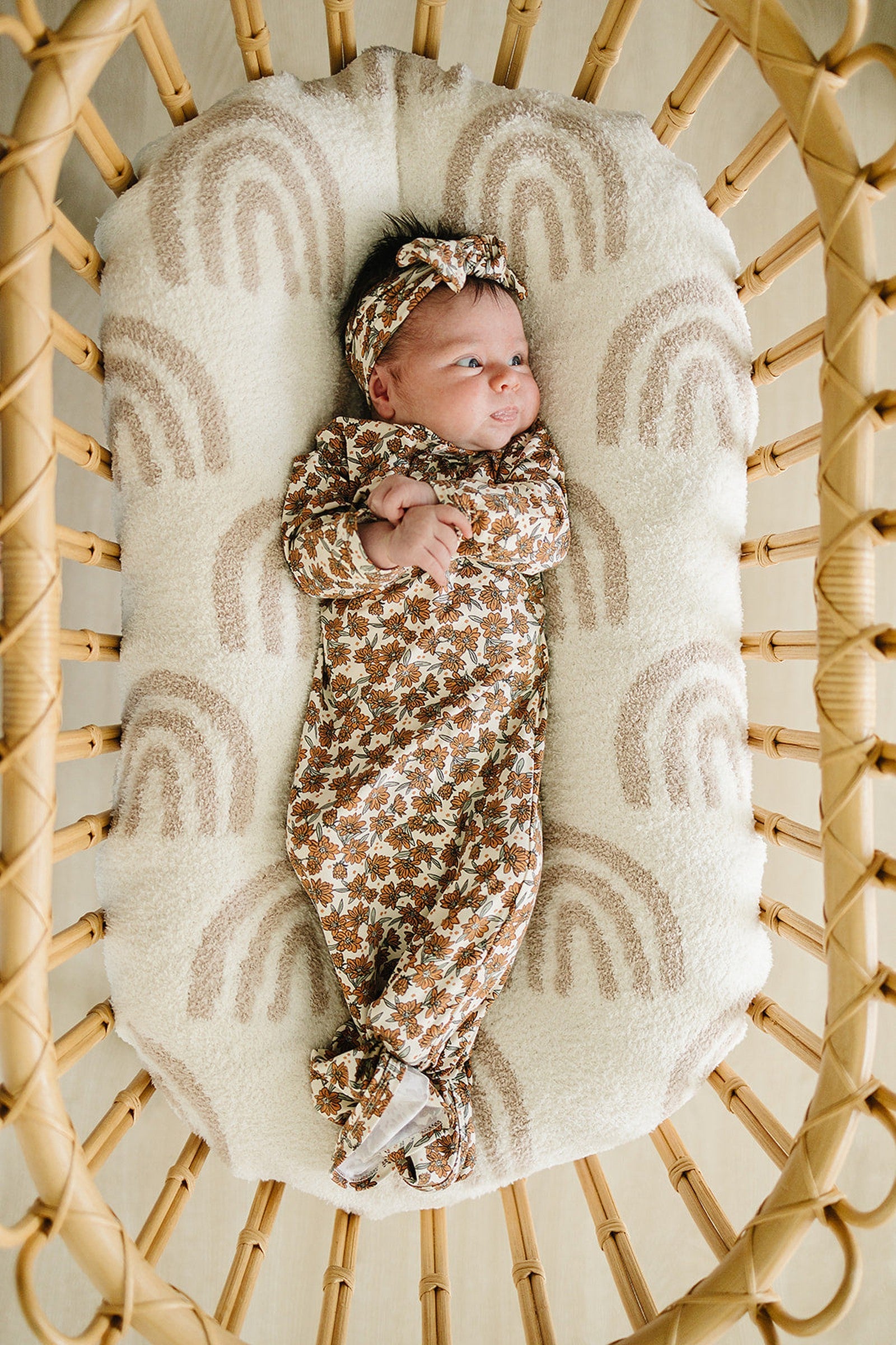 Cream Magnolia Baby Knot Gown, Bamboo, Baby Essentials