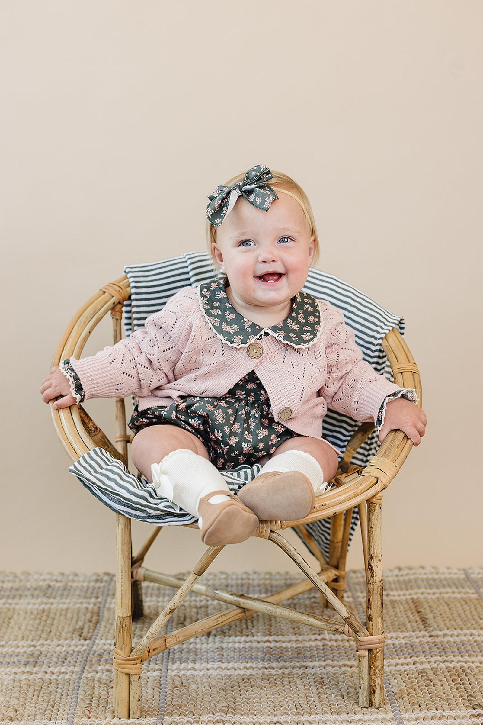 Pink Pointelle Button Down Cardigan, 100% Cotton, Sizes 0-7