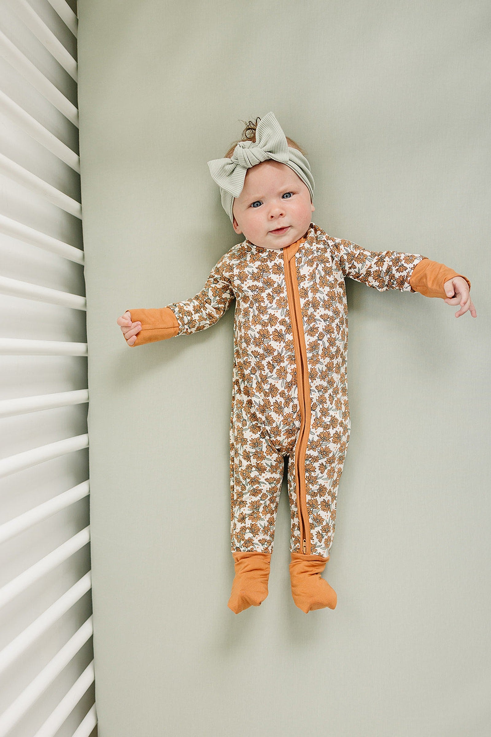 Cream Magnolia Zipper Pajama, Bamboo, Baby Essentials