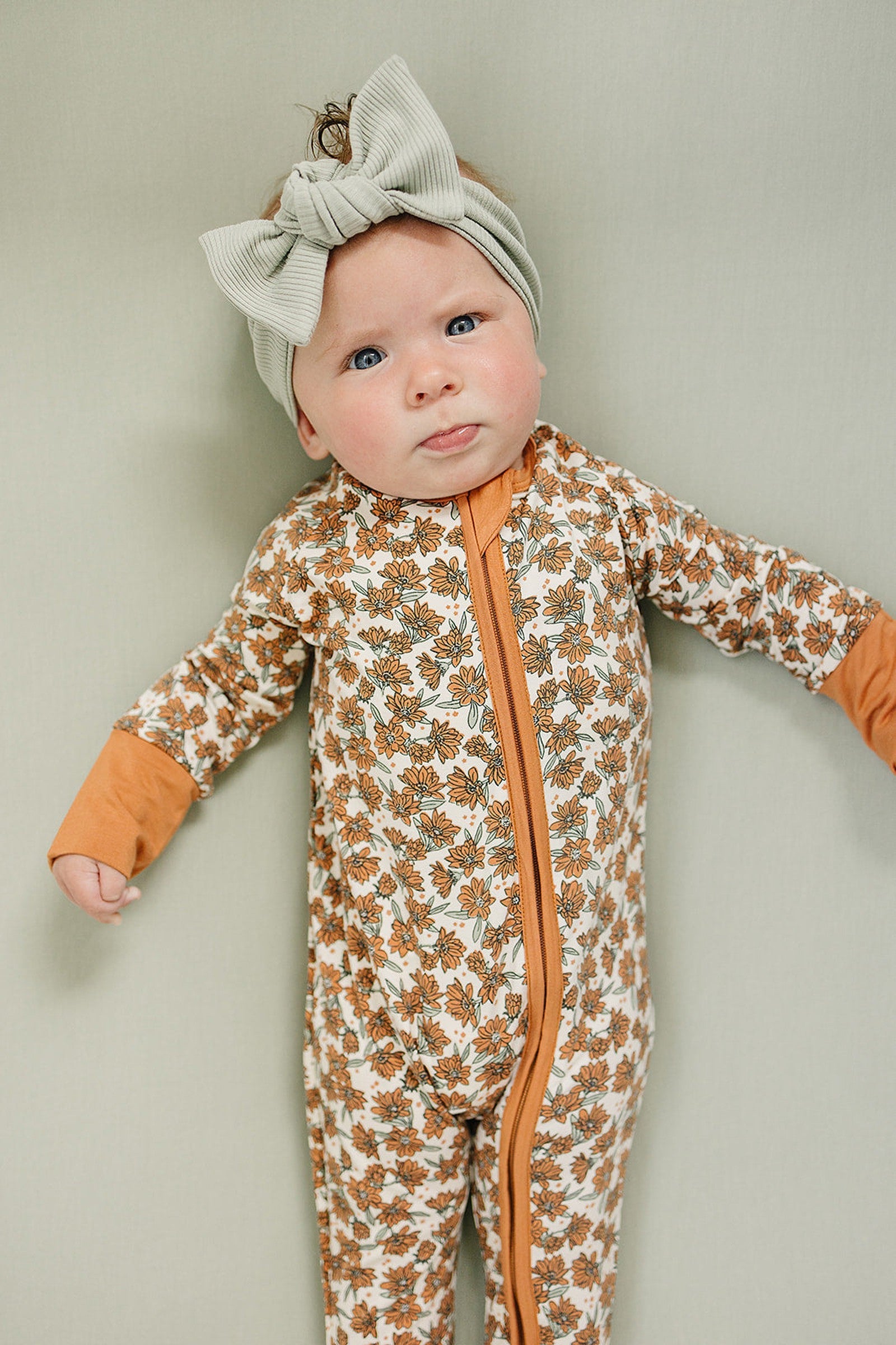 Cream Magnolia Zipper Pajama, Bamboo, Baby Essentials