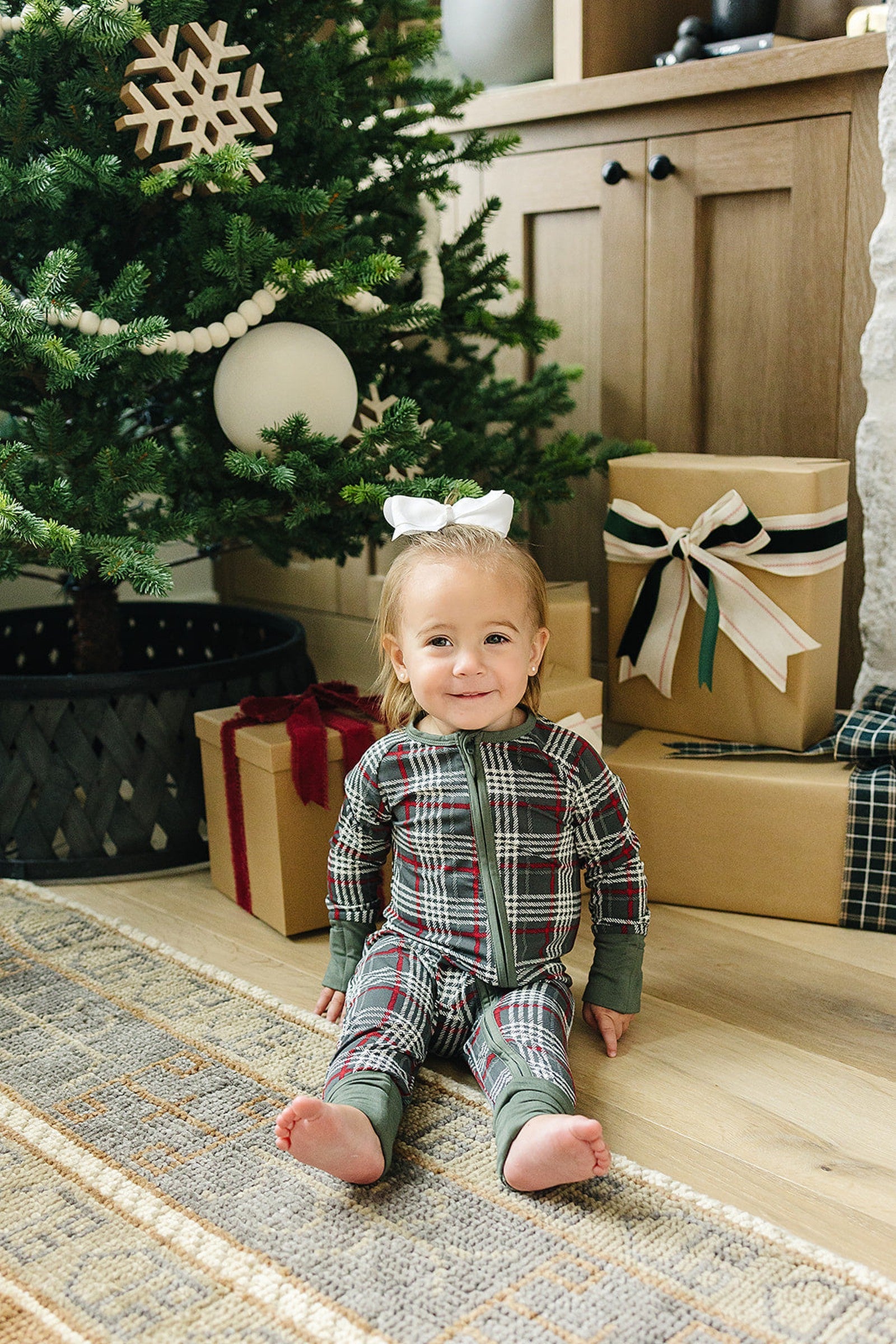 Green Plaid Zipper Pajama, Bamboo, Baby Essentials