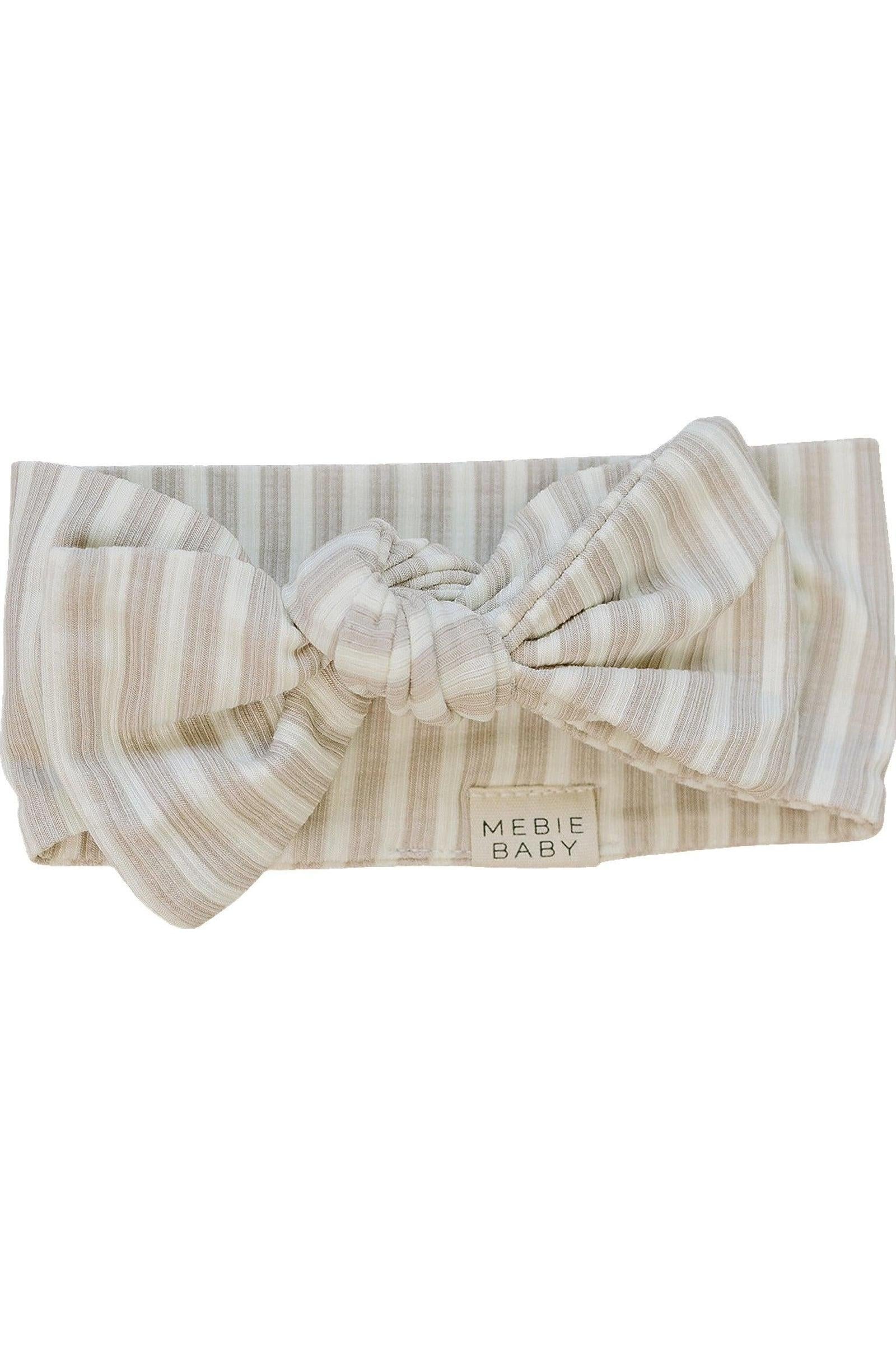 Taupe Stripe Ribbed Head Wrap, Bamboo, Baby