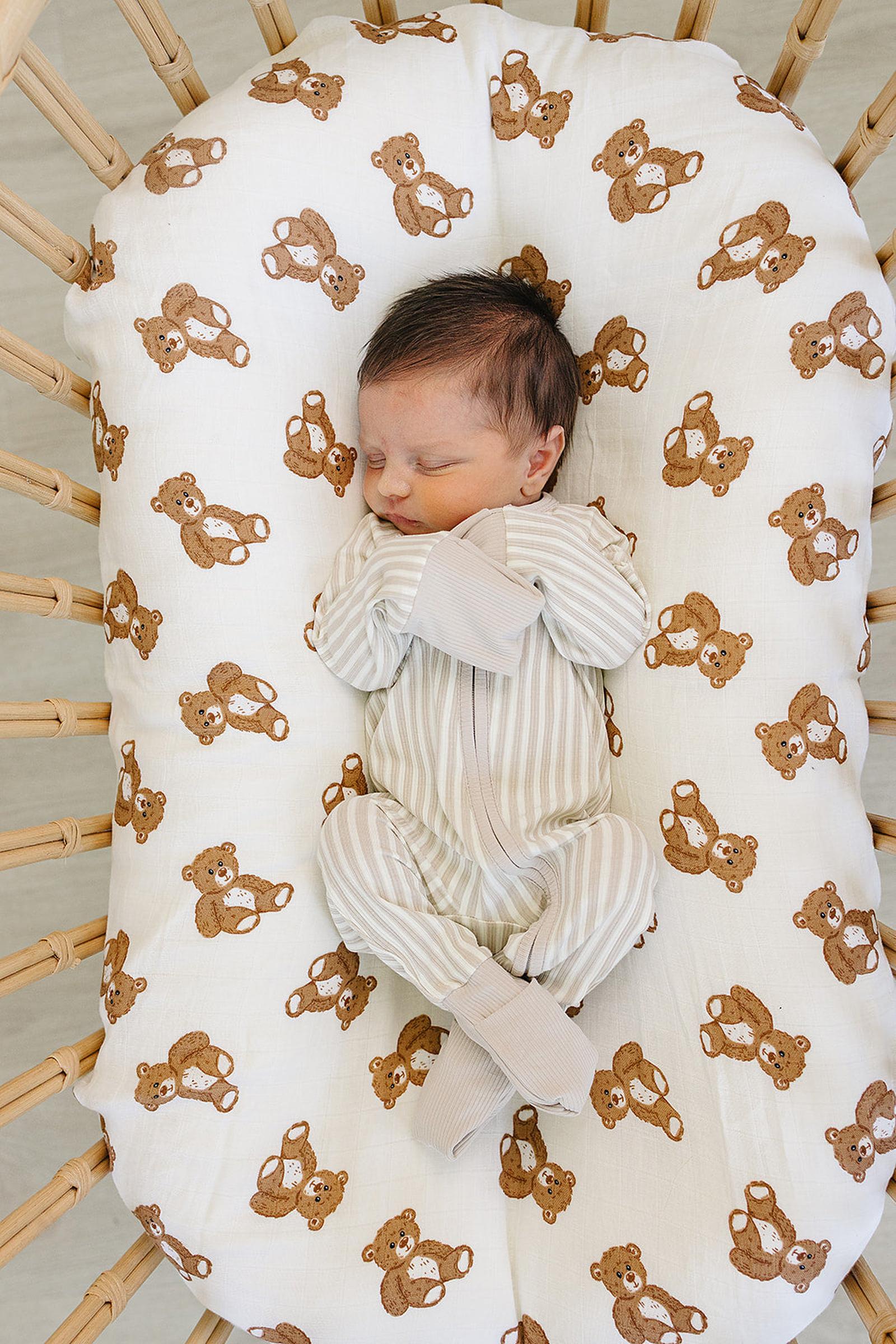 Taupe Stripe Ribbed Zipper Pajama, Bamboo, Baby Essentials