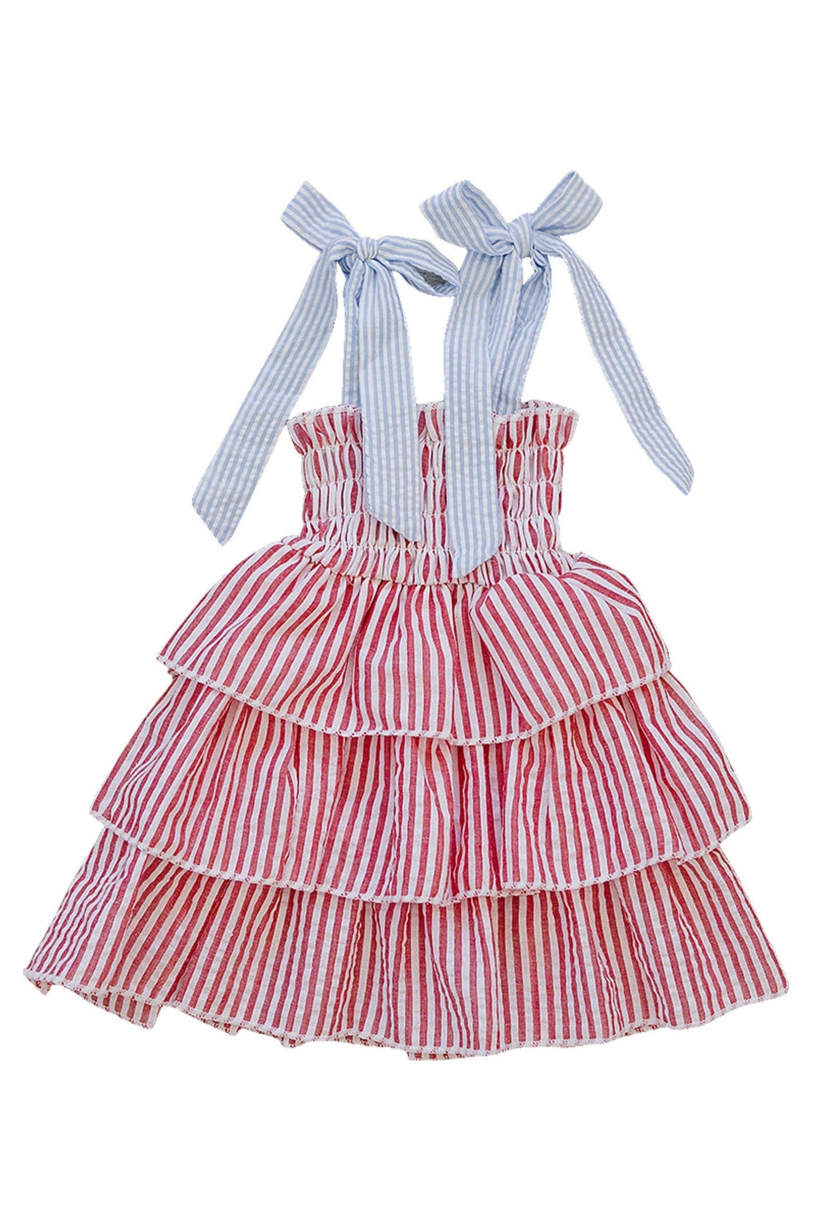 Patriotic Red Stripe Ruffle Dress, Cotton, Baby, Toddler & Kids
