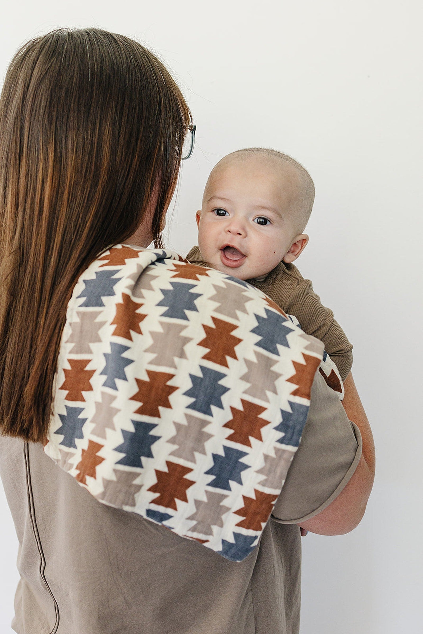 Western Aztec Muslin Burp Cloth, 100% Cotton, Baby Essentials, Rodeo Collection