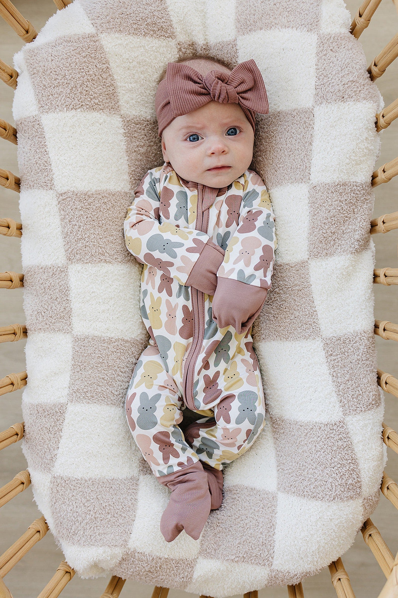 Girl Dusty Rose Bunny Zipper Pajama, Bamboo, Baby Essentials