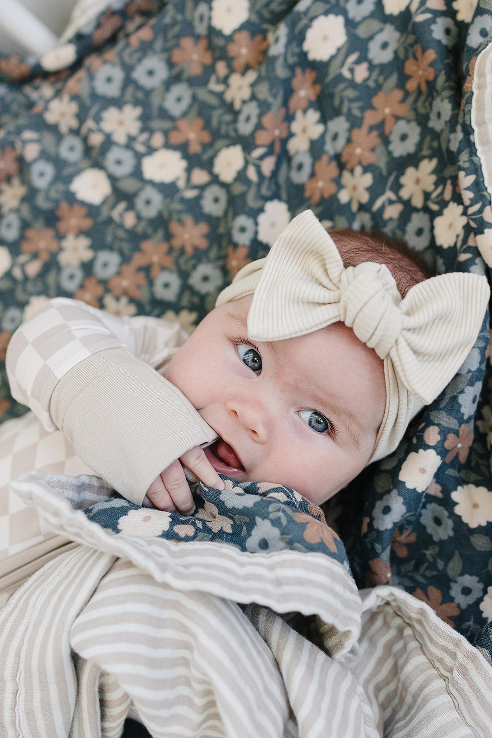 Taupe Checkered Zipper Pajama, Bamboo, Baby Essentials