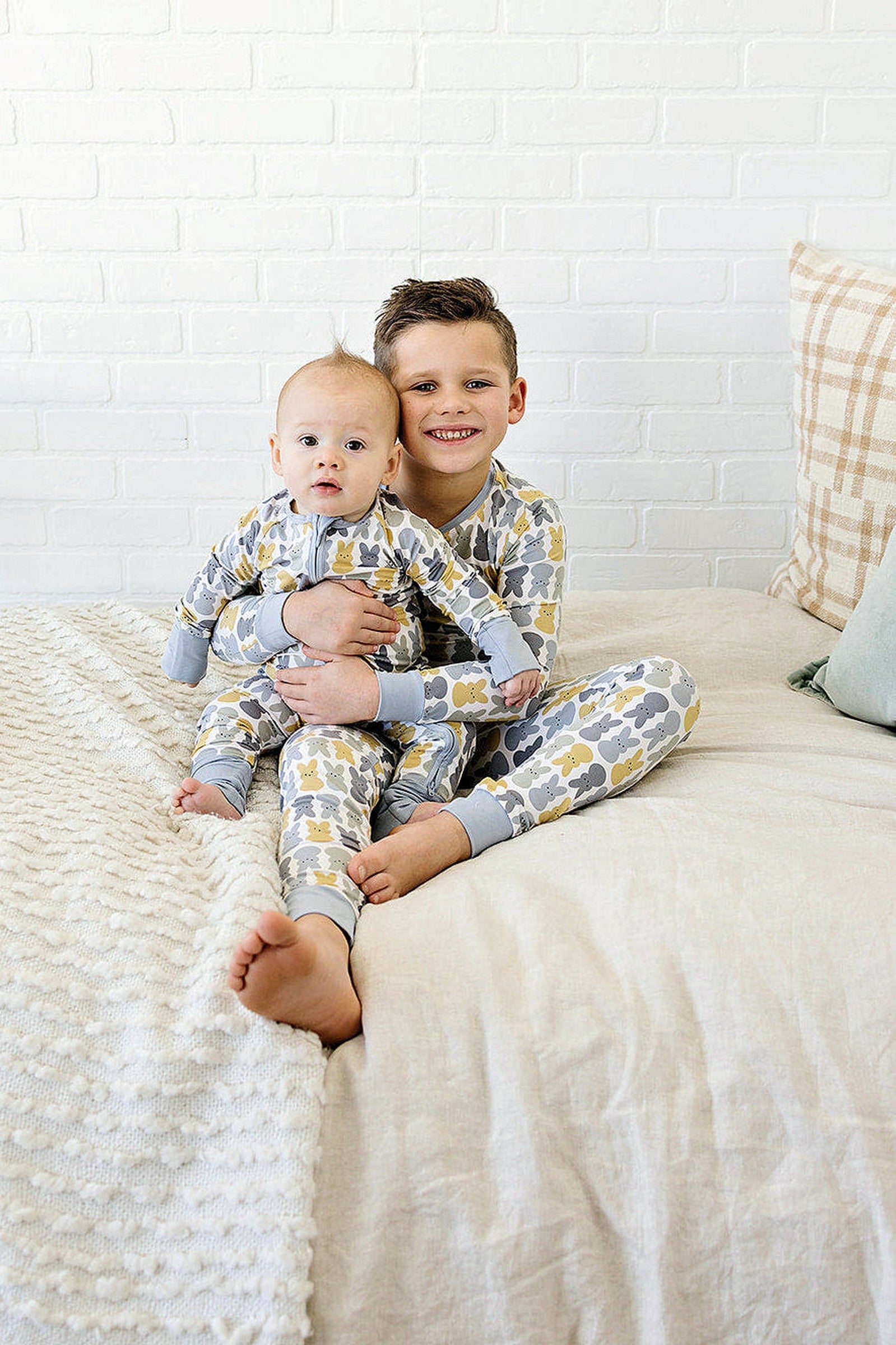 Dusty Blue Bunny Zipper Pajama, Bamboo, Baby Essentials