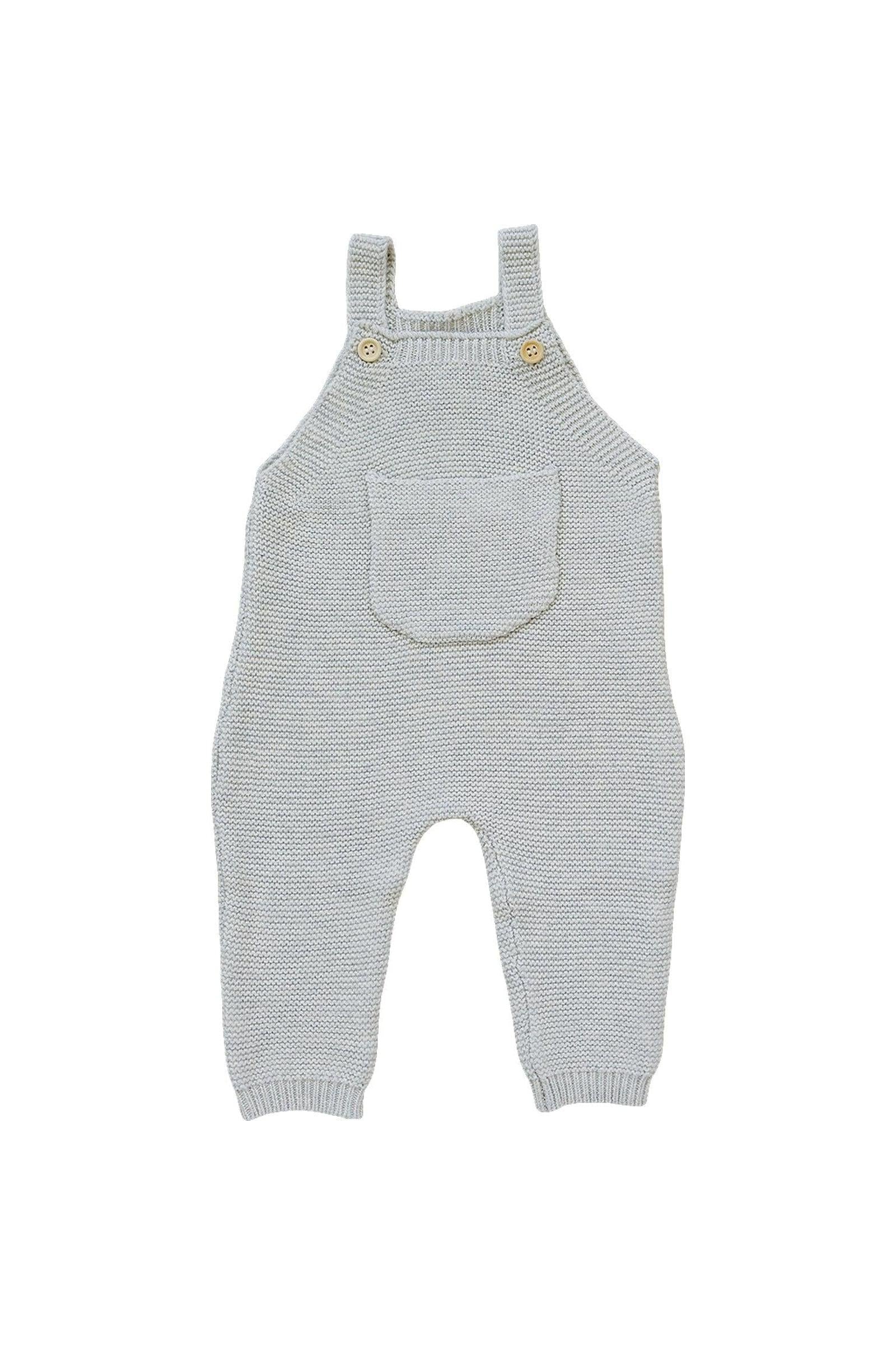 Grey Knit Overalls, 100% Cotton, Baby