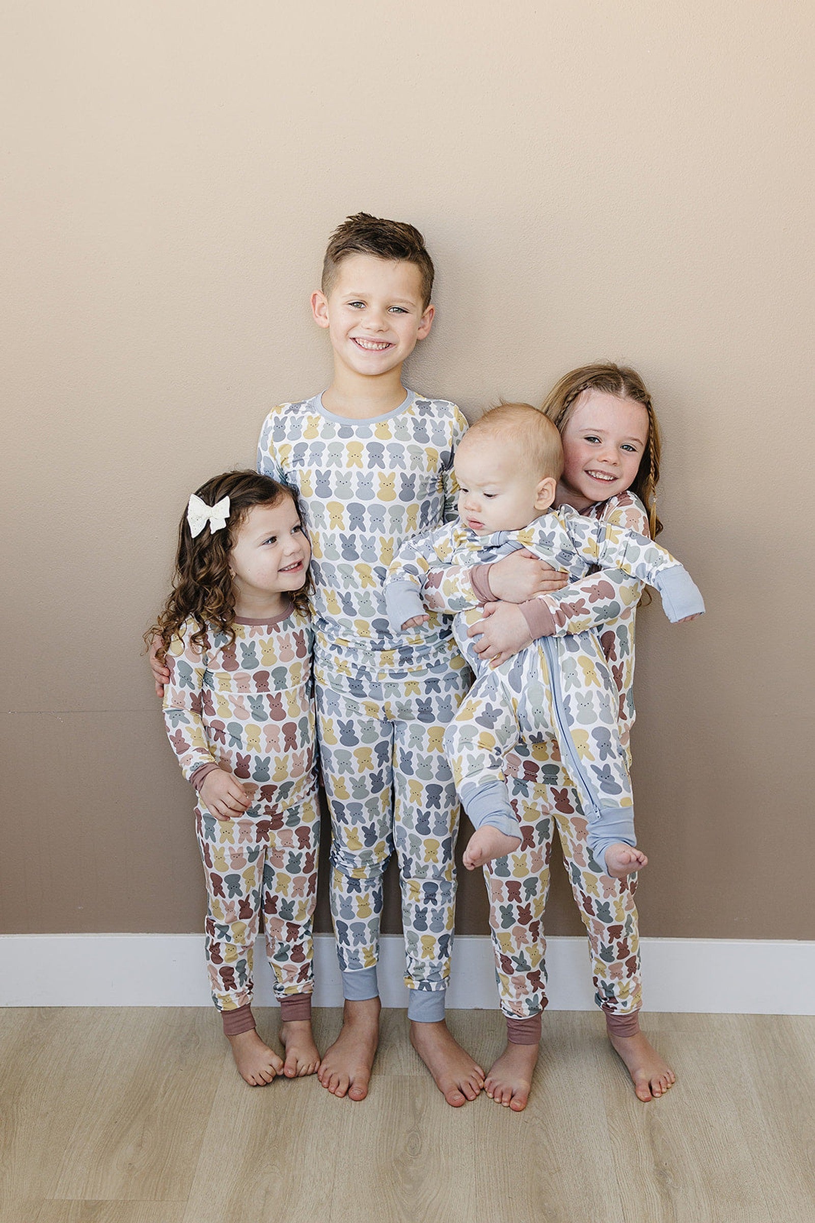 Girl Dusty Rose Bunny Cozy Pajama Set, Bamboo