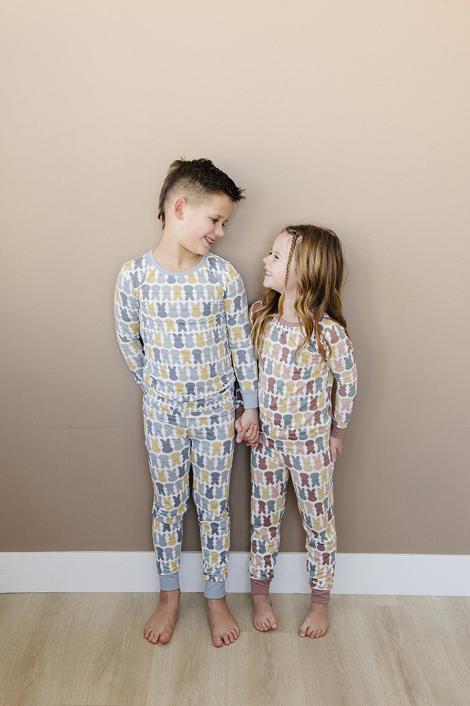 Dusty Blue Bunny Cozy Pajama Set, Bamboo