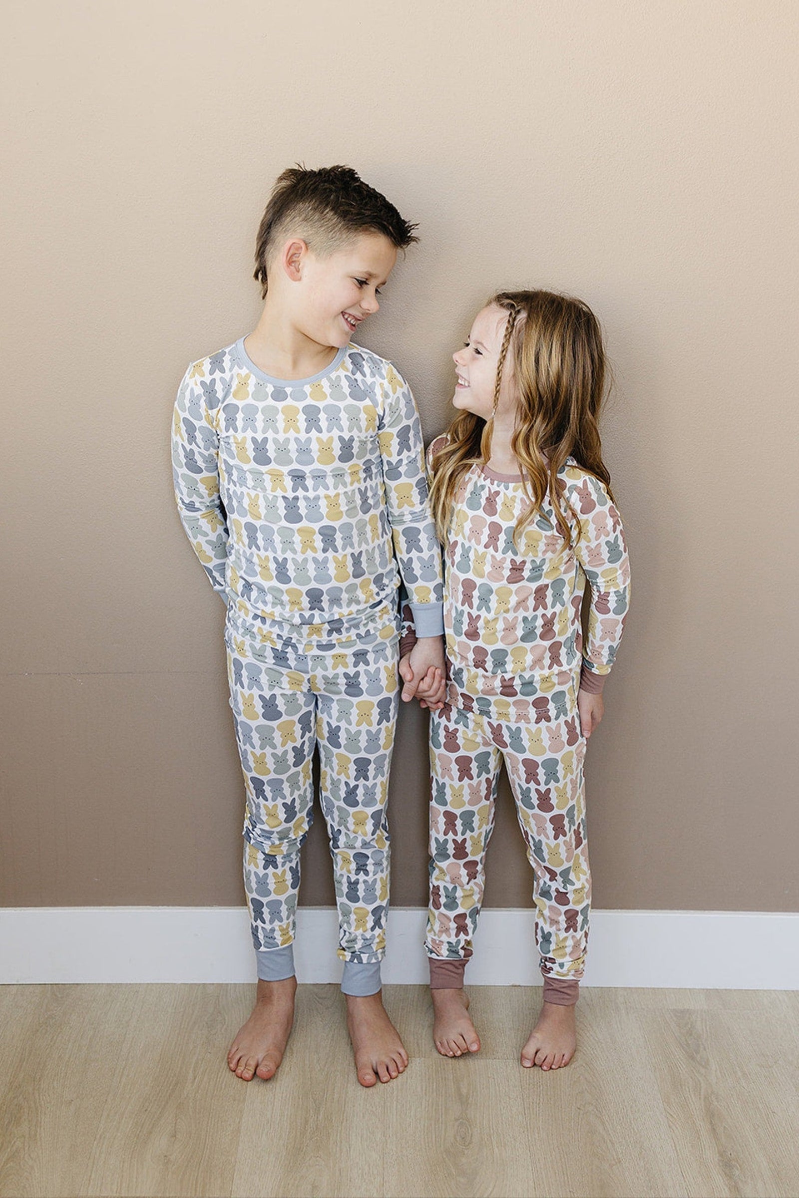 Girl Dusty Rose Bunny Cozy Pajama Set, Bamboo
