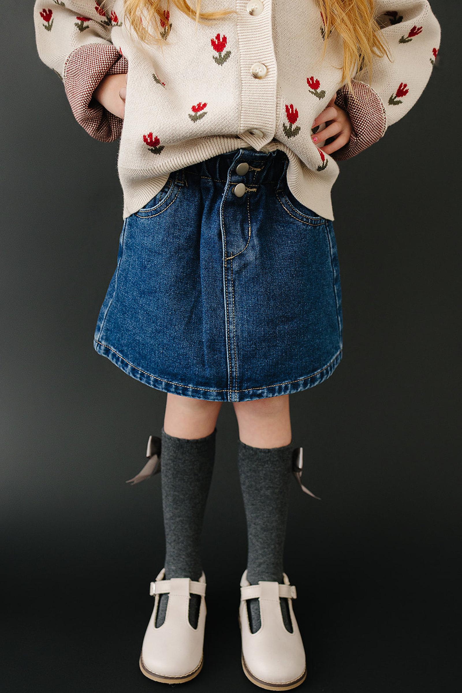 Dark Wash Denim Skirt, 100% Cotton, Baby, Toddler & Kids