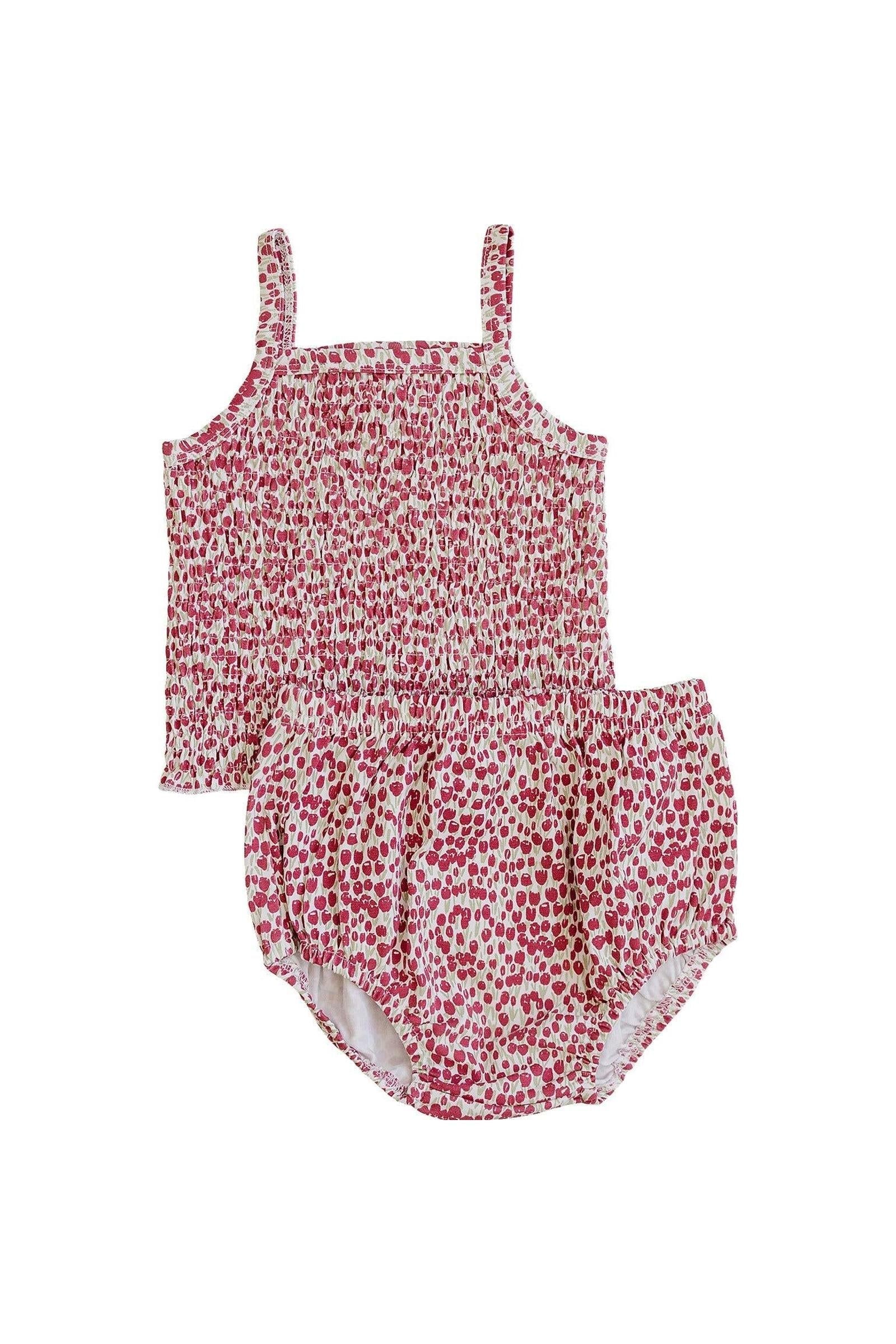 Cotton Tulip Ruched Bloomer Set for Baby Girls