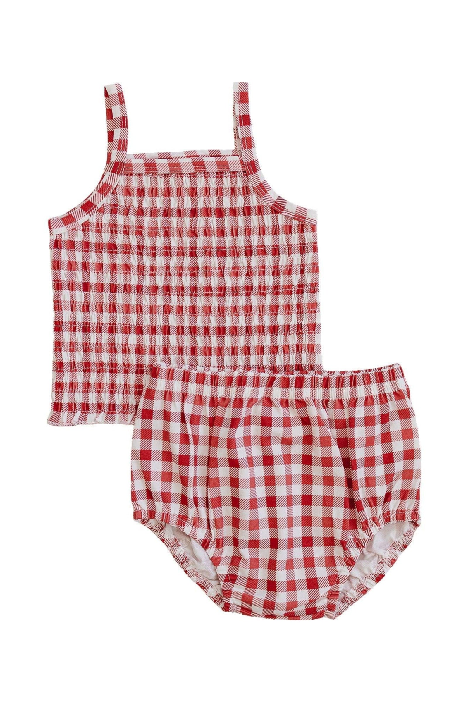 Cotton Gingham Ruched Bloomer Set for Babi Girls