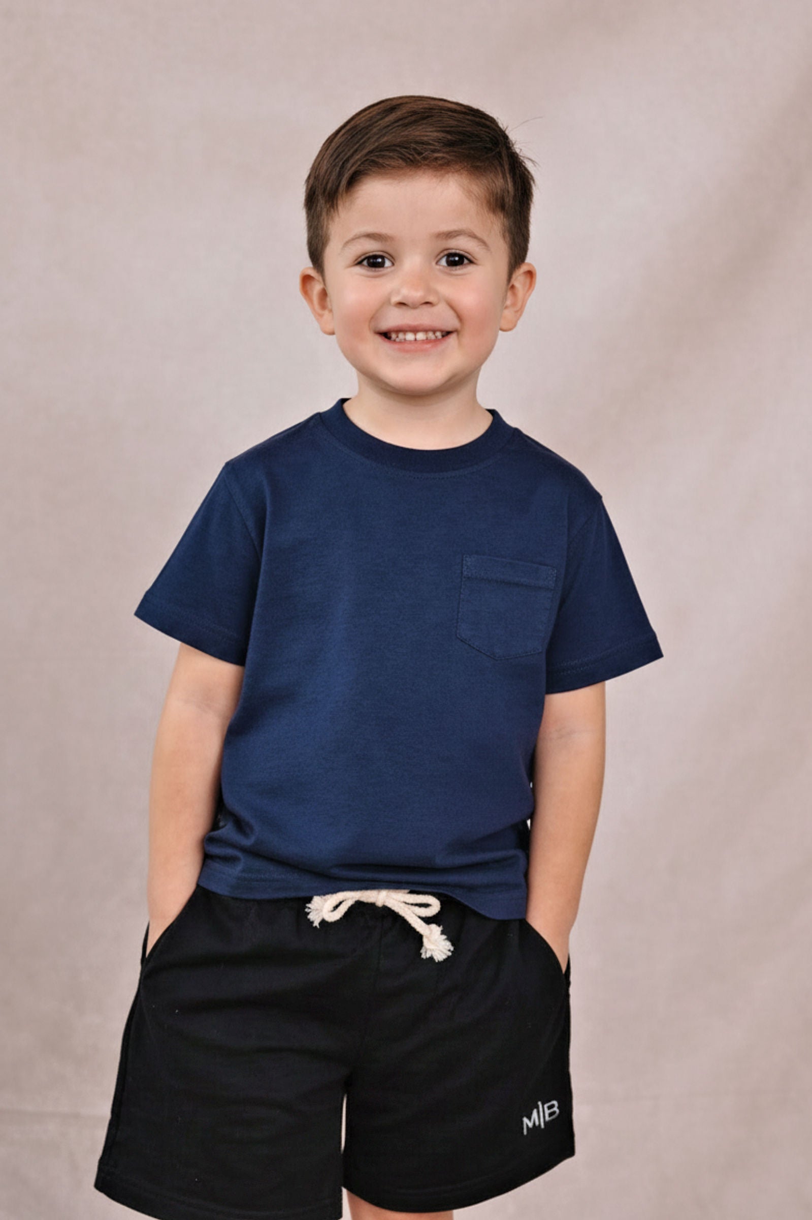 Navy Pocket Cotton T-Shirt, Baby - Kids