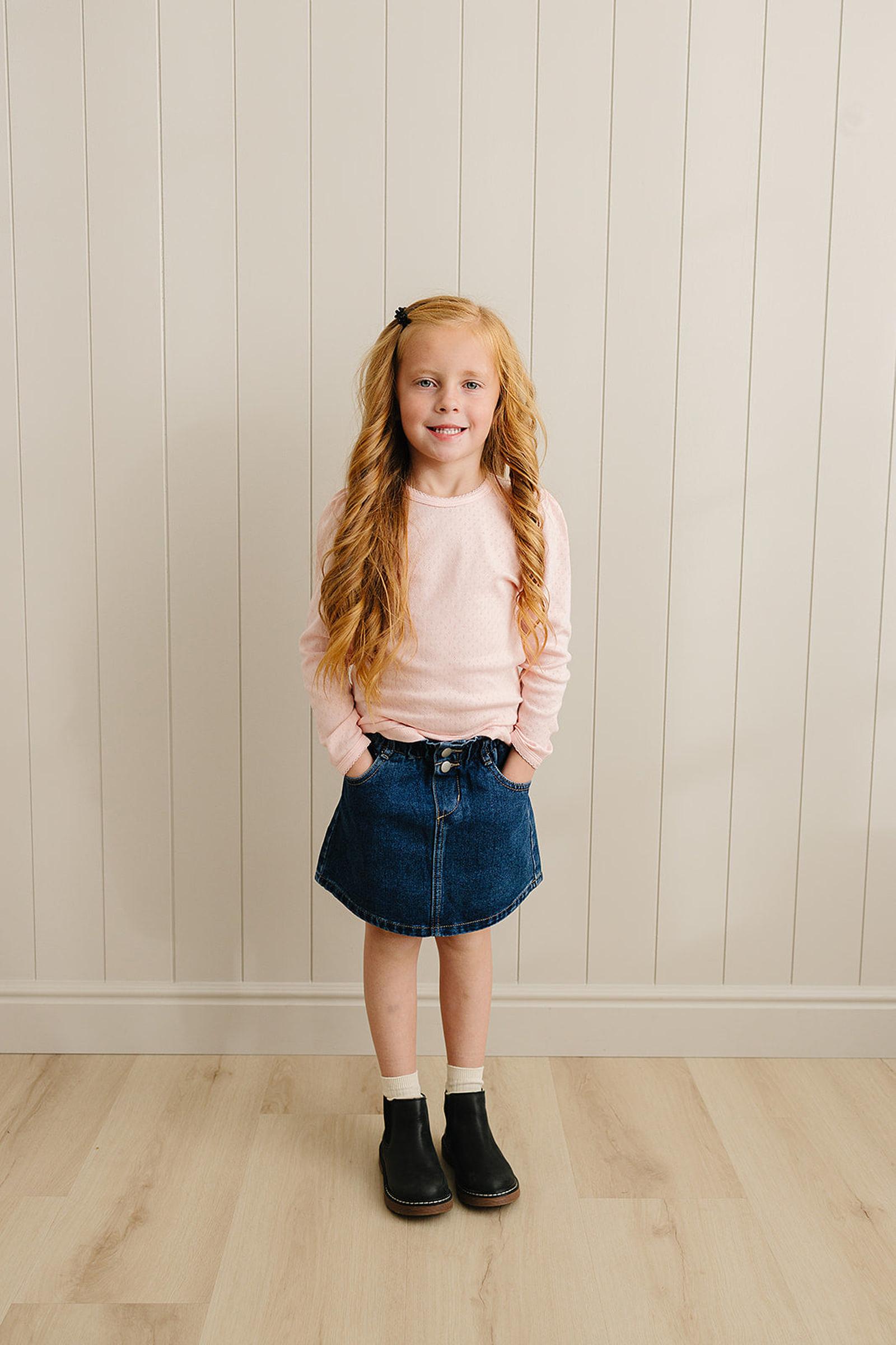 Dark Wash Denim Skirt, 100% Cotton, Baby, Toddler & Kids
