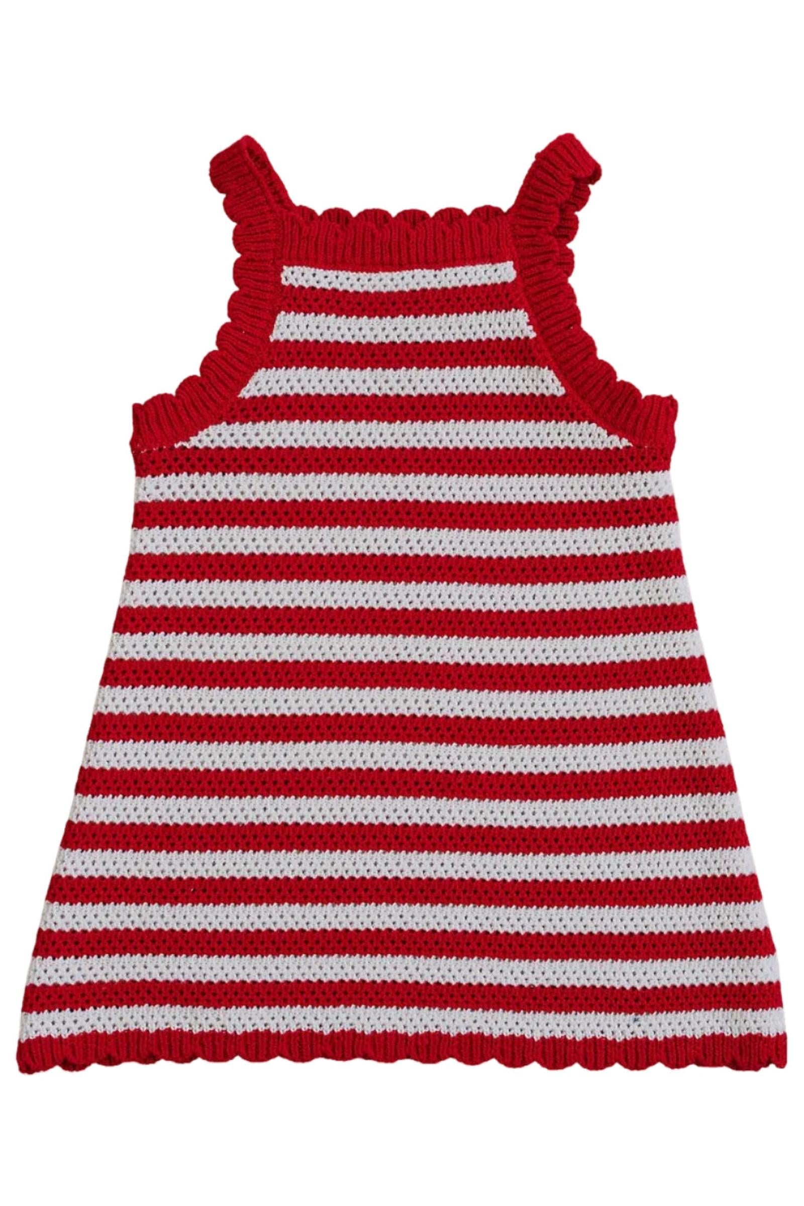 Red Stripe Knit Cover-Up Dress, Cotton, Baby - Kids