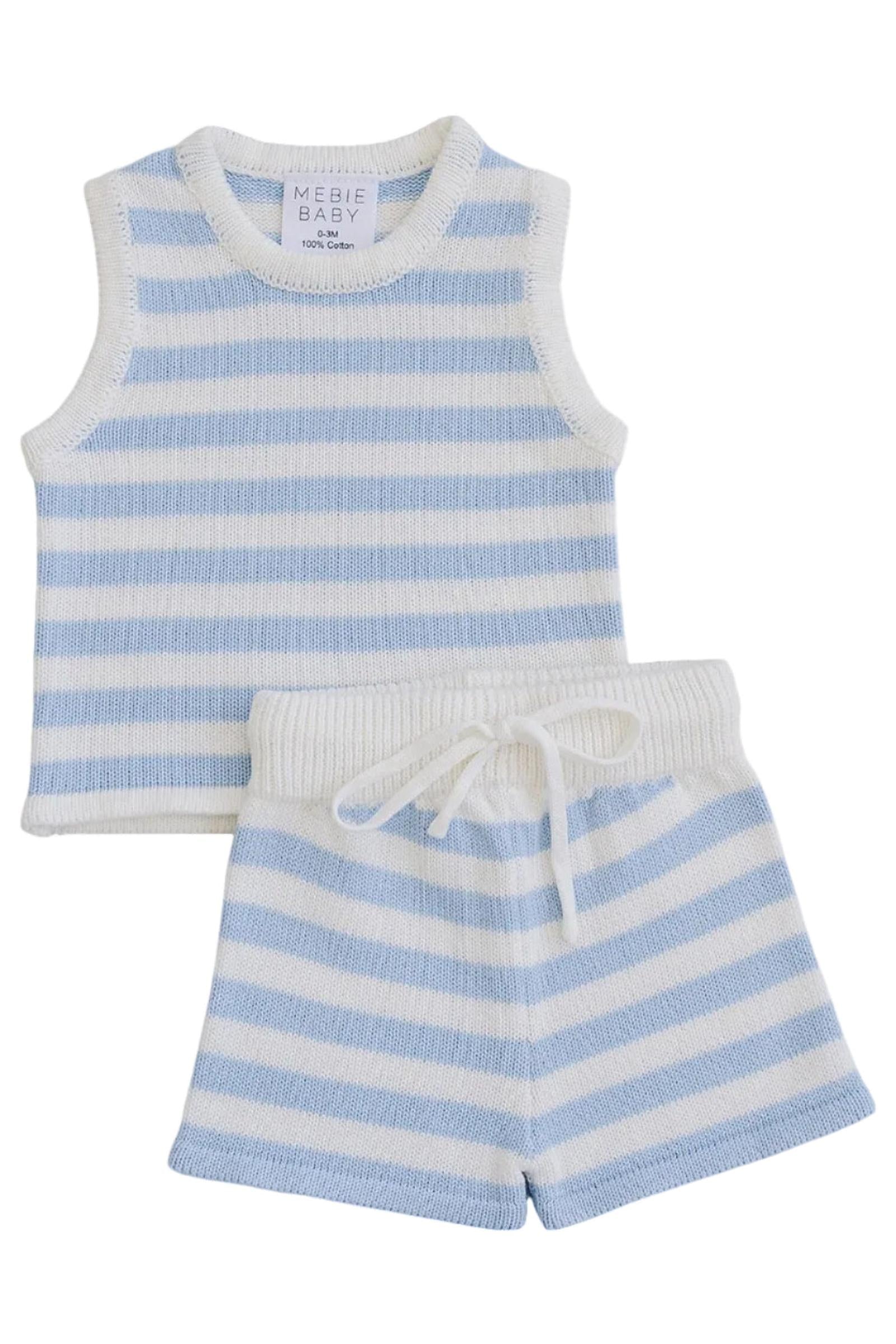 Blue Stripe Short Tank Set, Cotton, Toddler & Kids