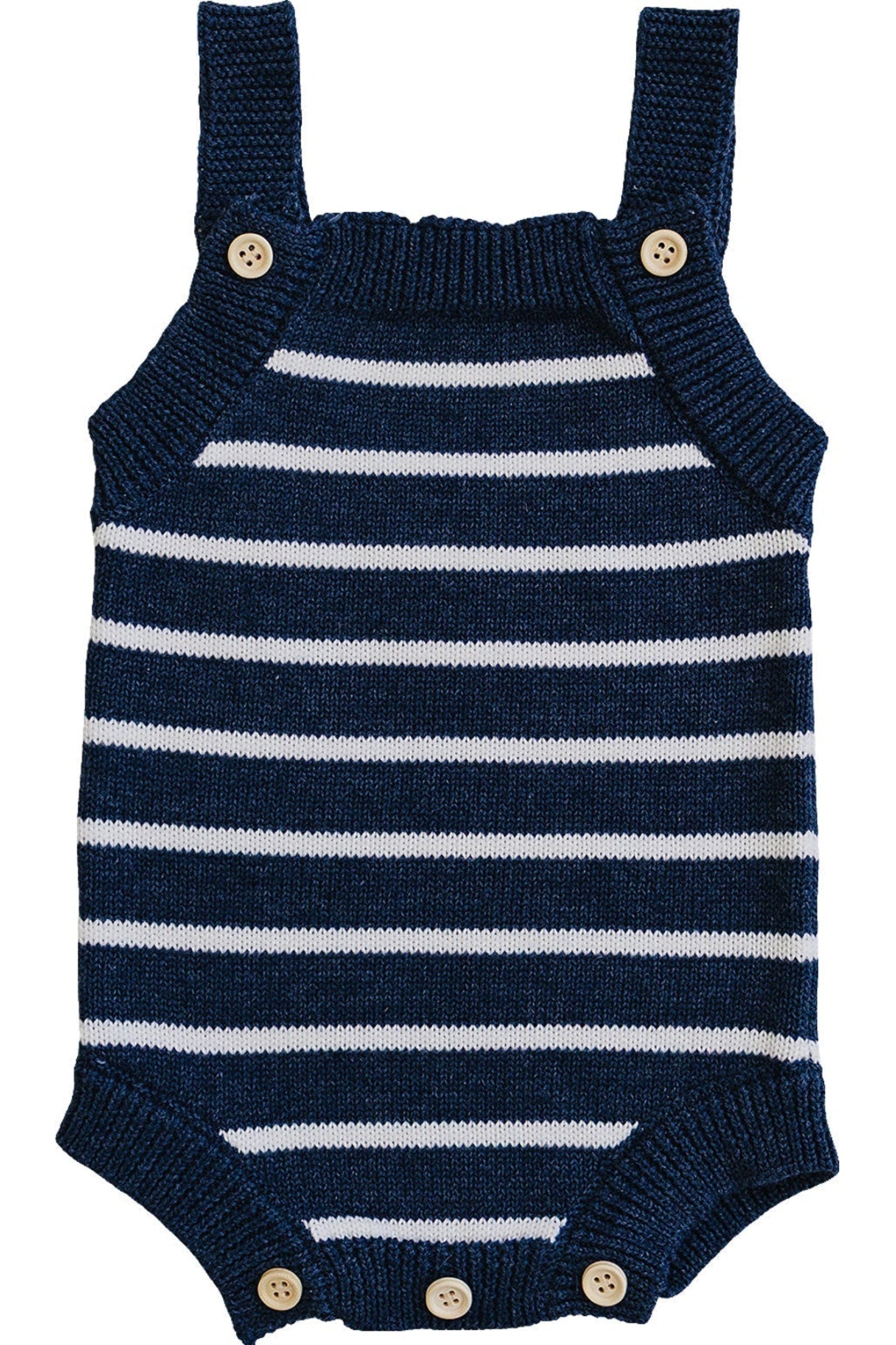 Cotton Nautical Stripe Knit Bubble Romper for Babies, Unisex