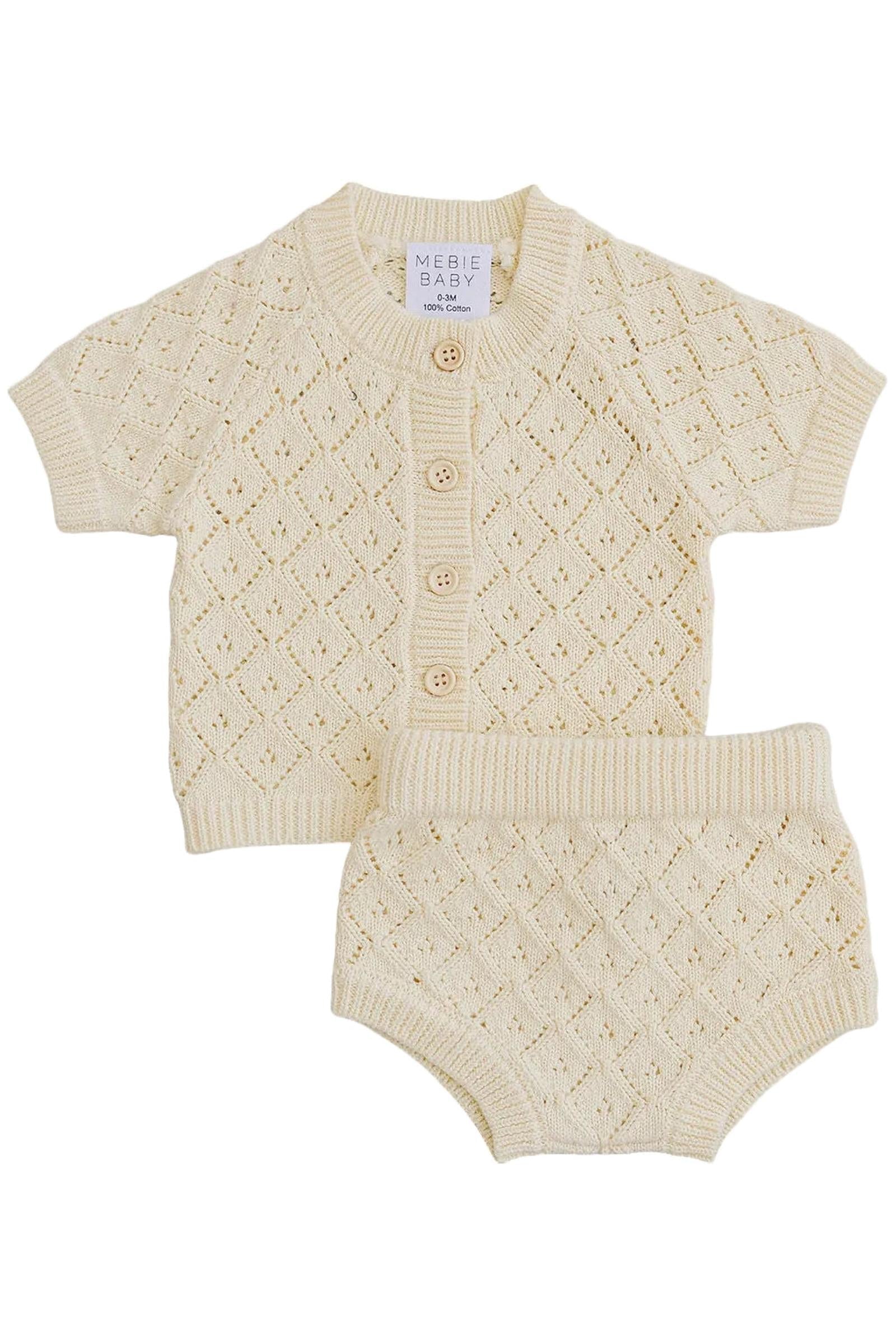 Cotton Yellow Cardigan Bloomer Set for Baby Girls
