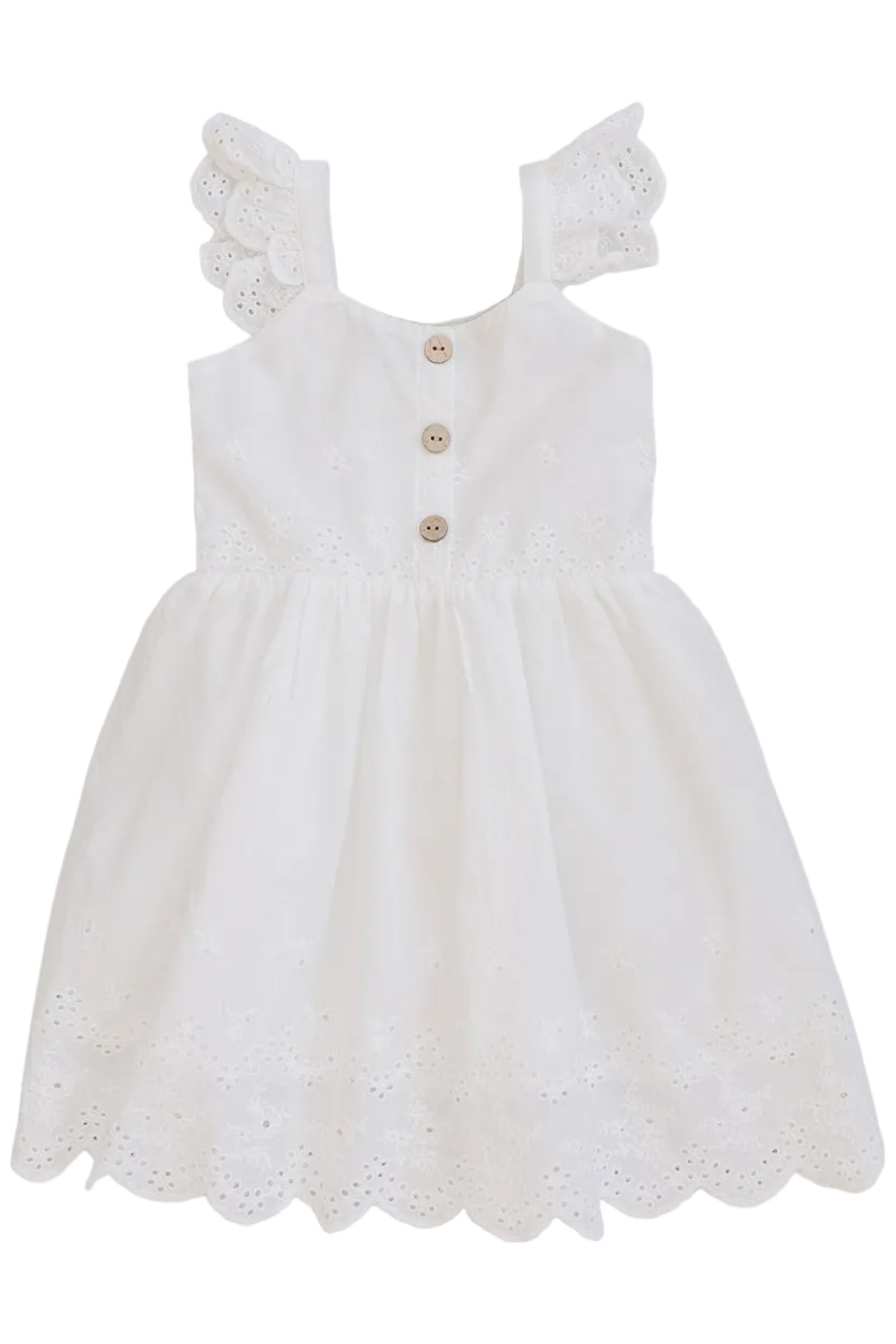 White Eyelet Cotton Dress, Baby - Kids