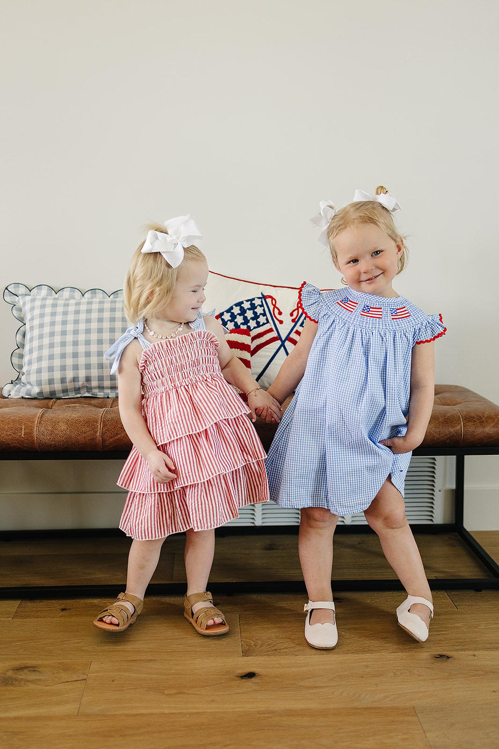 Patriotic Red Stripe Ruffle Dress, Cotton, Baby, Toddler & Kids