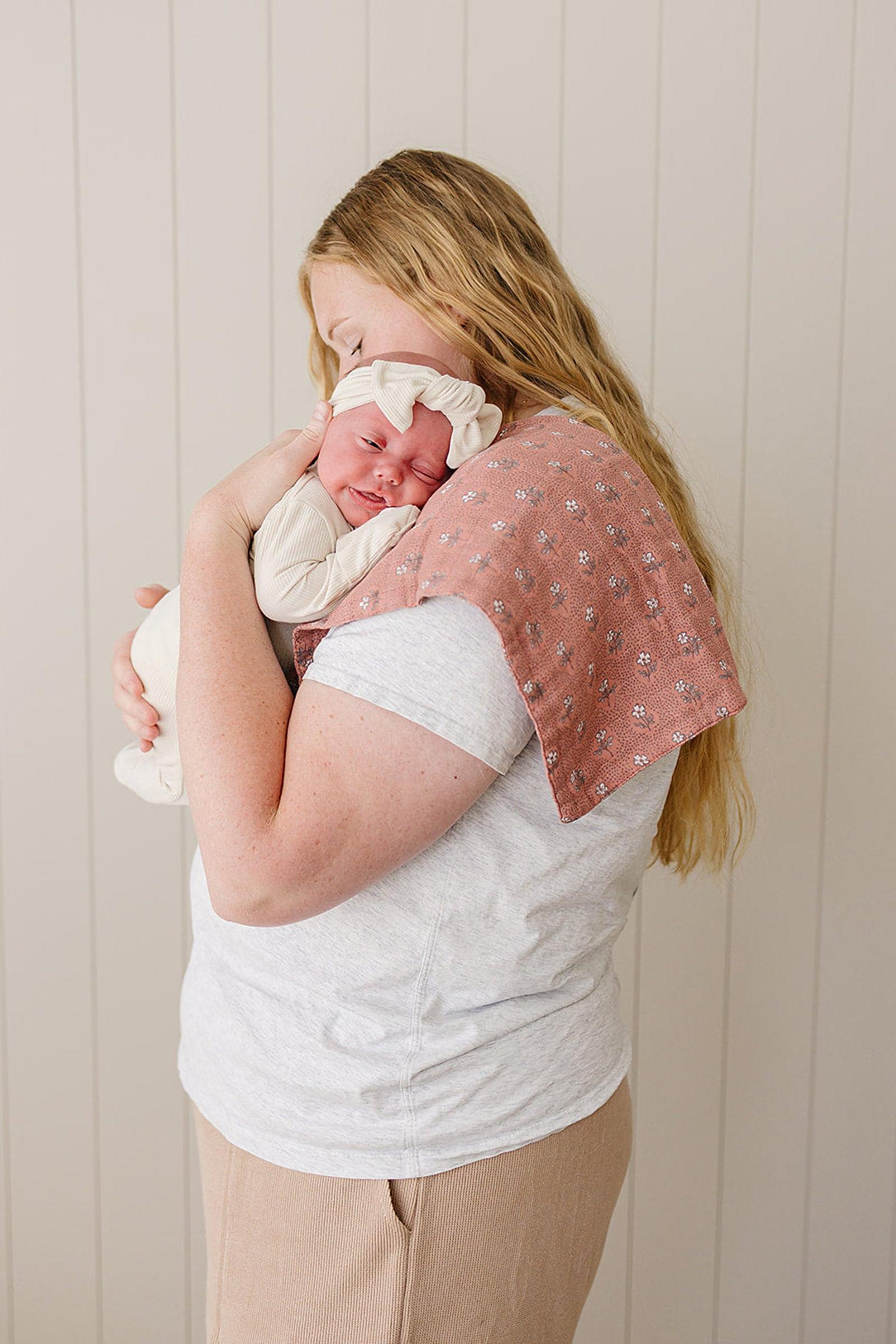 Vintage Pink Floral Muslin Burp Cloth, 100% Cotton, Baby Essentials