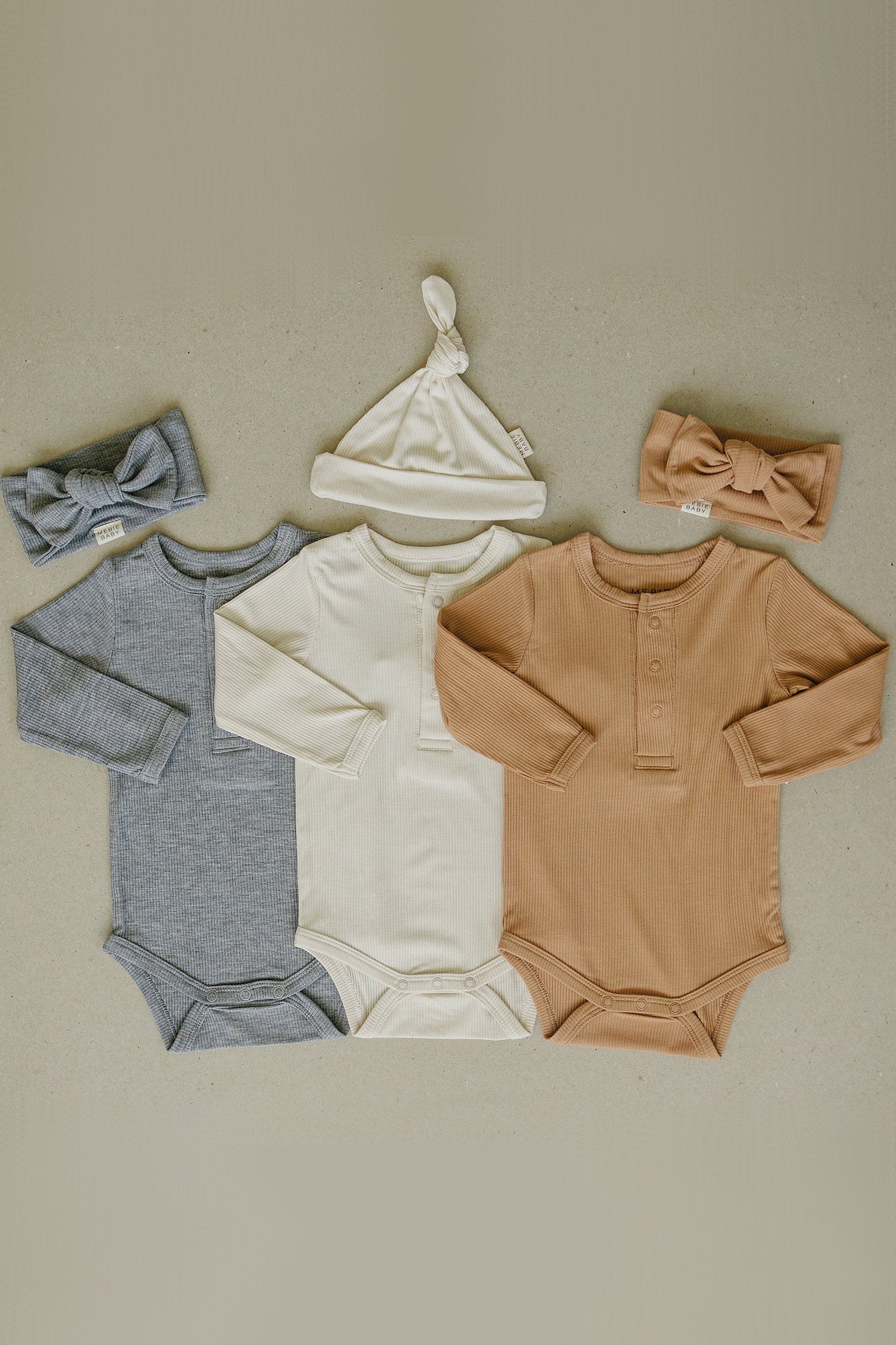 Latte Snap Long Sleeve Ribbed Bodysuit, Bamboo, Baby Essentials, Gender Neutral