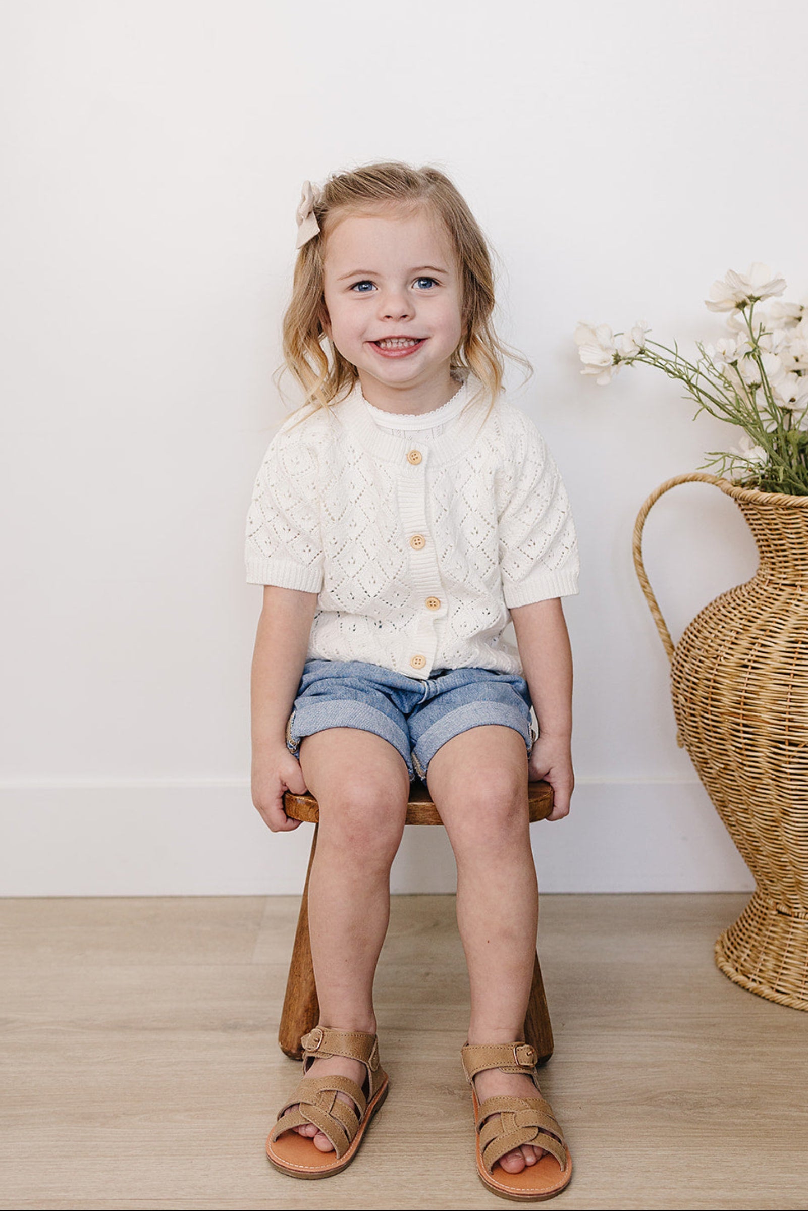 Cotton Pearl Knit Cardigan, Toddler & Kids